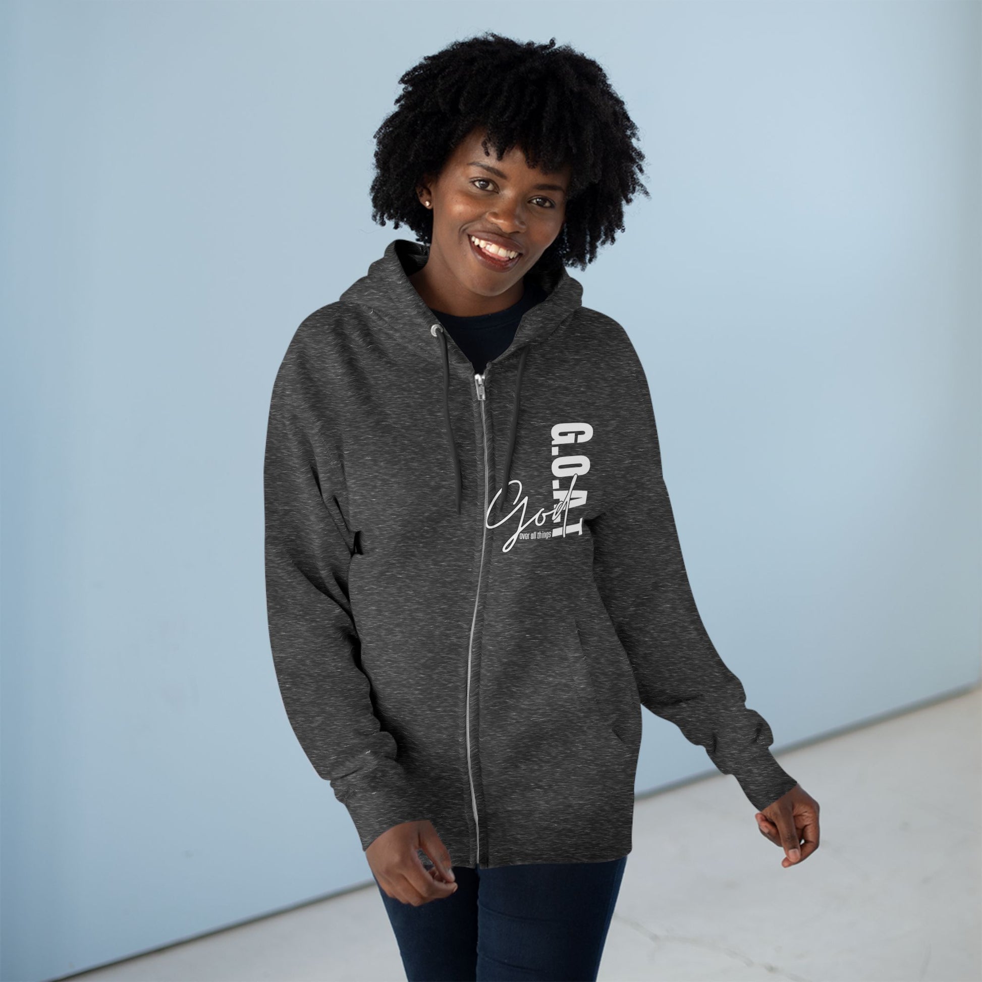 Zip Hoodie, Unisex Hoodie, Cozy Oversized Hoodie, Inspirational Apparel, Versatile Layering Piece, Gift for Motivators, Goat God T-shirt