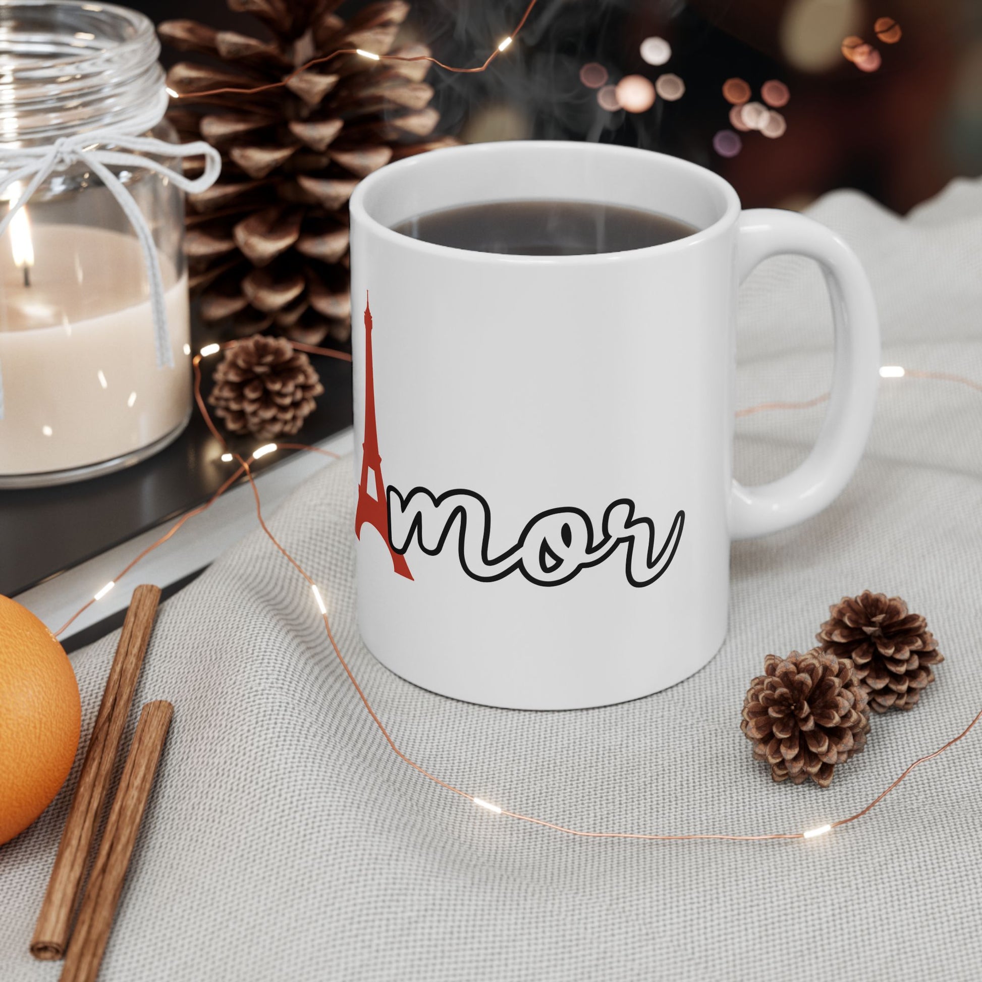 Paris Love Ceramic Mug — Eiffel Tower Coffee Cup (11oz/15oz)