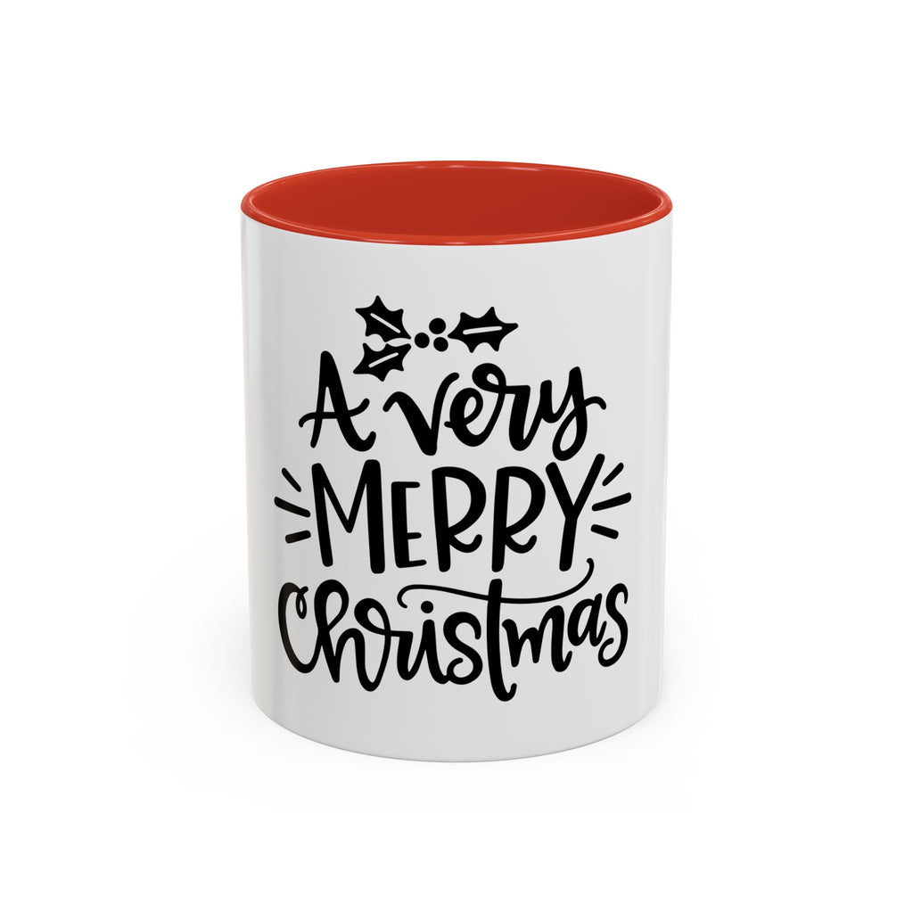 Very Merry Christmas Coffee Mug, Color Accent Mug (11oz and 15 oz)