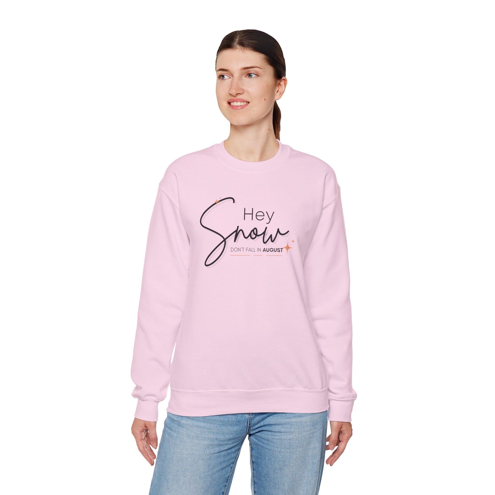 Unisex Crewneck Sweatshirt, Snow Don't fall in August Tee, Cozy Winter Apparel, Trendy Gift for Snow Lovers, Stylish Layering Piece, Perfect for Holidays