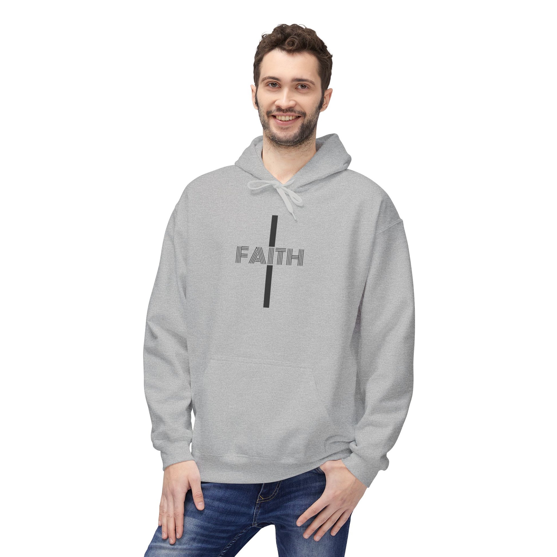 Faith Unisex Midweight Fleece Hoodie, Cozy Casual Wear, Inspirational Gift, Faith-Driven Style, Perfect for Everyday & Holidays