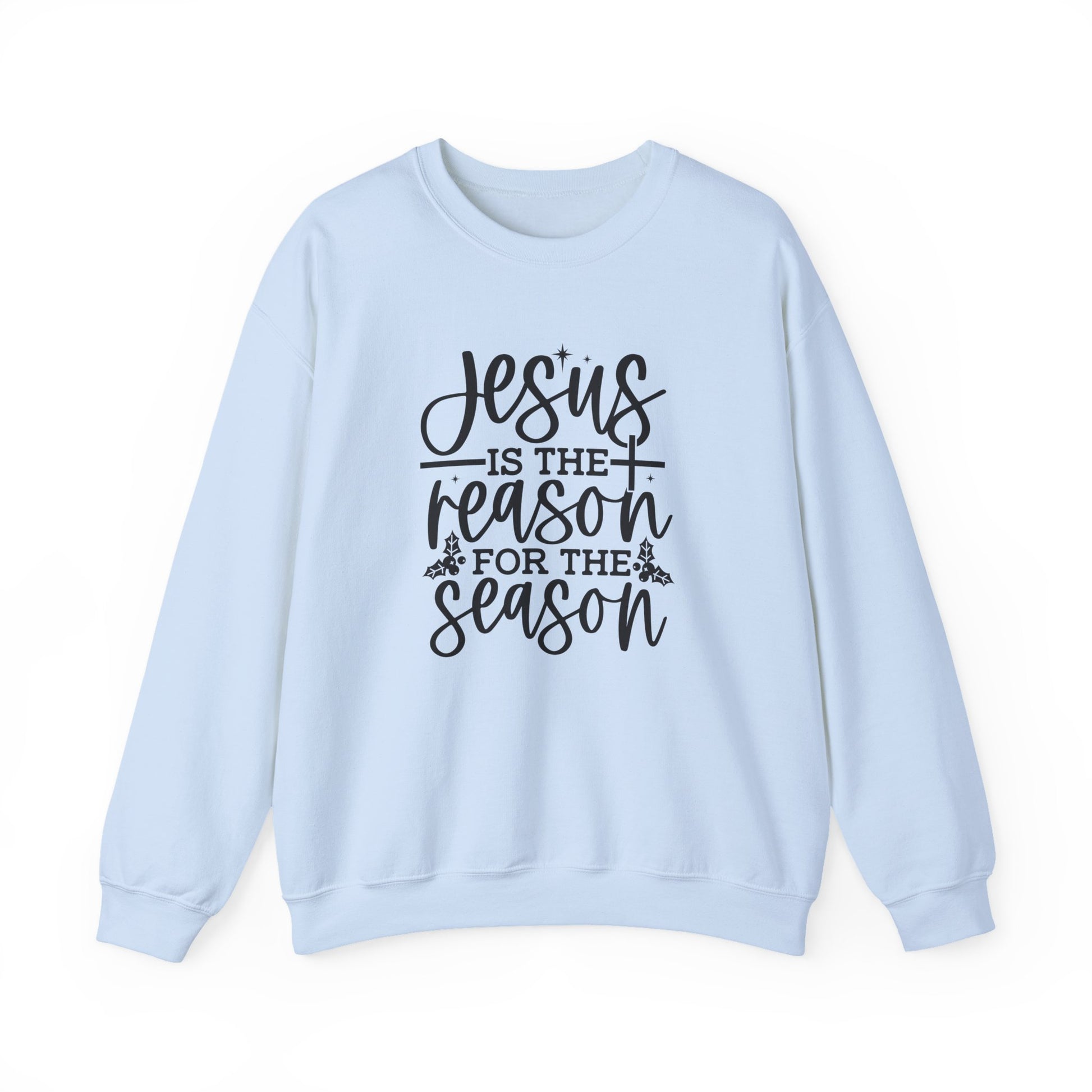 Jesus is the Reason for the Season, Christmas Crewneck Sweatshirt Fabric Knit Long Sleeve Winter Casual Soft Medium Length Hoodie for Men and Women