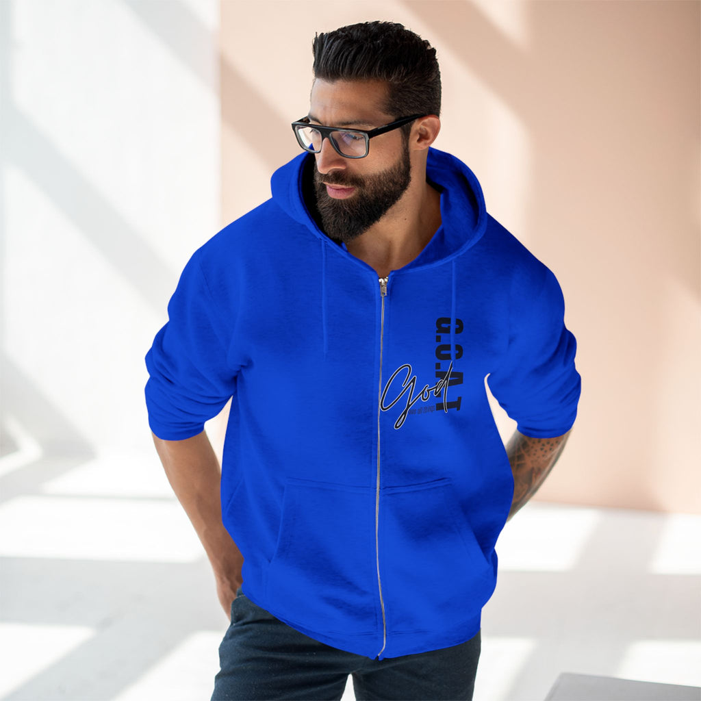 Zip Hoodie, Unisex Hoodie, Cozy Oversized Hoodie, Inspirational Apparel, Versatile Layering Piece, Gift for Motivators, Goat God T-shirt