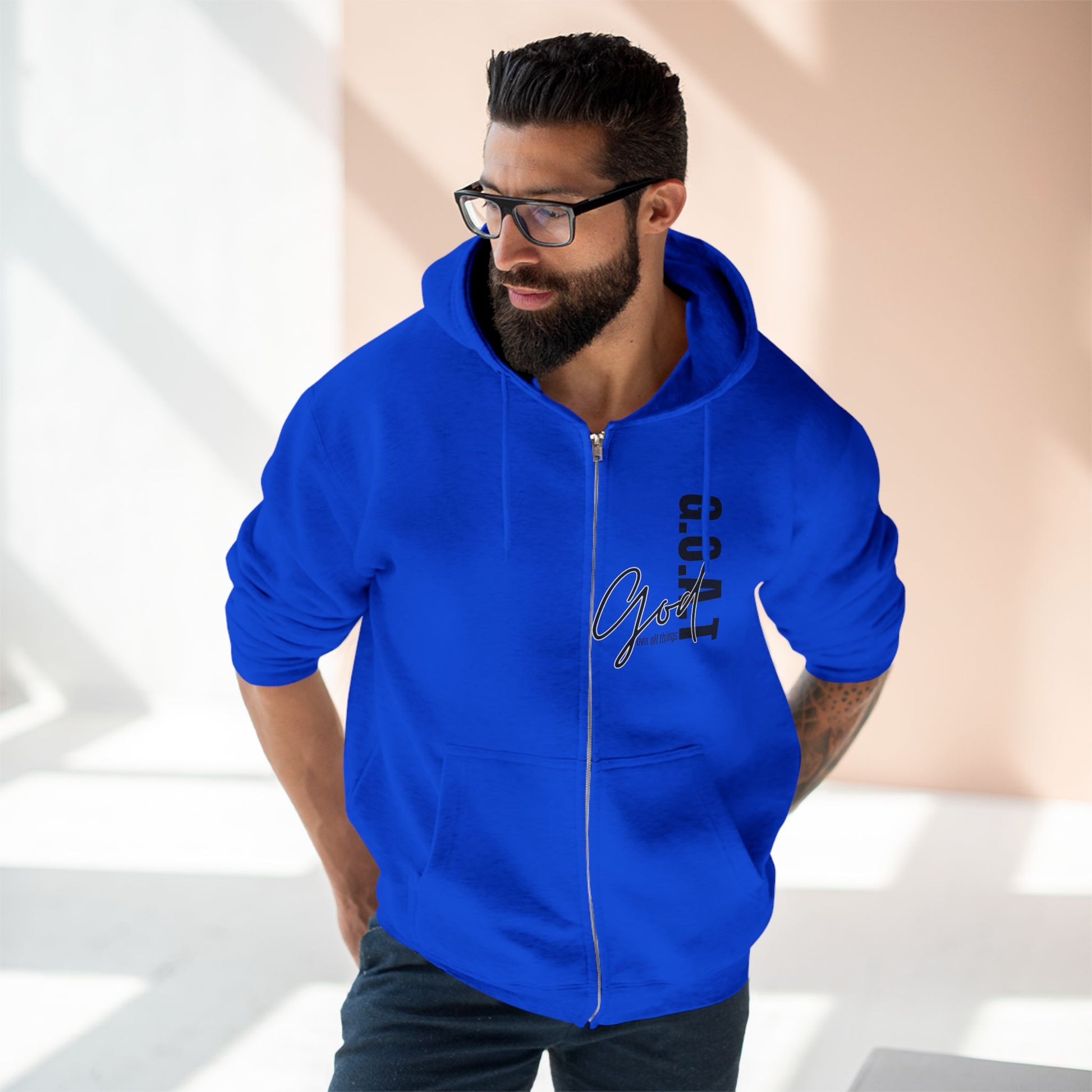 Zip Hoodie, Unisex Hoodie, Cozy Oversized Hoodie, Inspirational Apparel, Versatile Layering Piece, Gift for Motivators, Goat God T-shirt