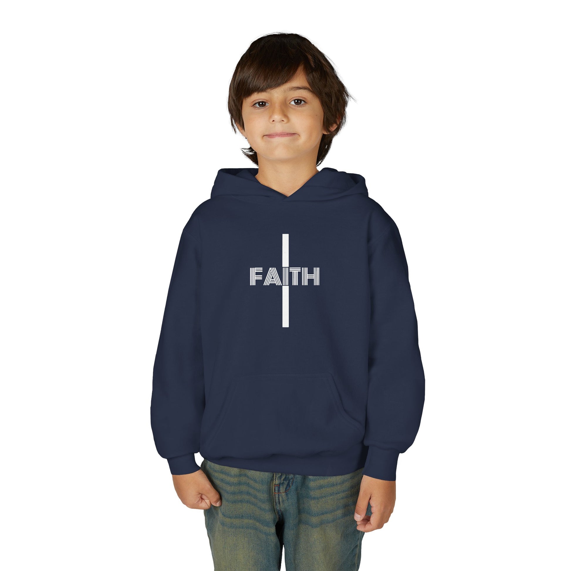 Faith Hooded Sweatshirt for Youth, Inspirational Sweatshirt, Cozy Hoodie, Youth Pullover, Perfect Gift for Teens, Faith Apparel