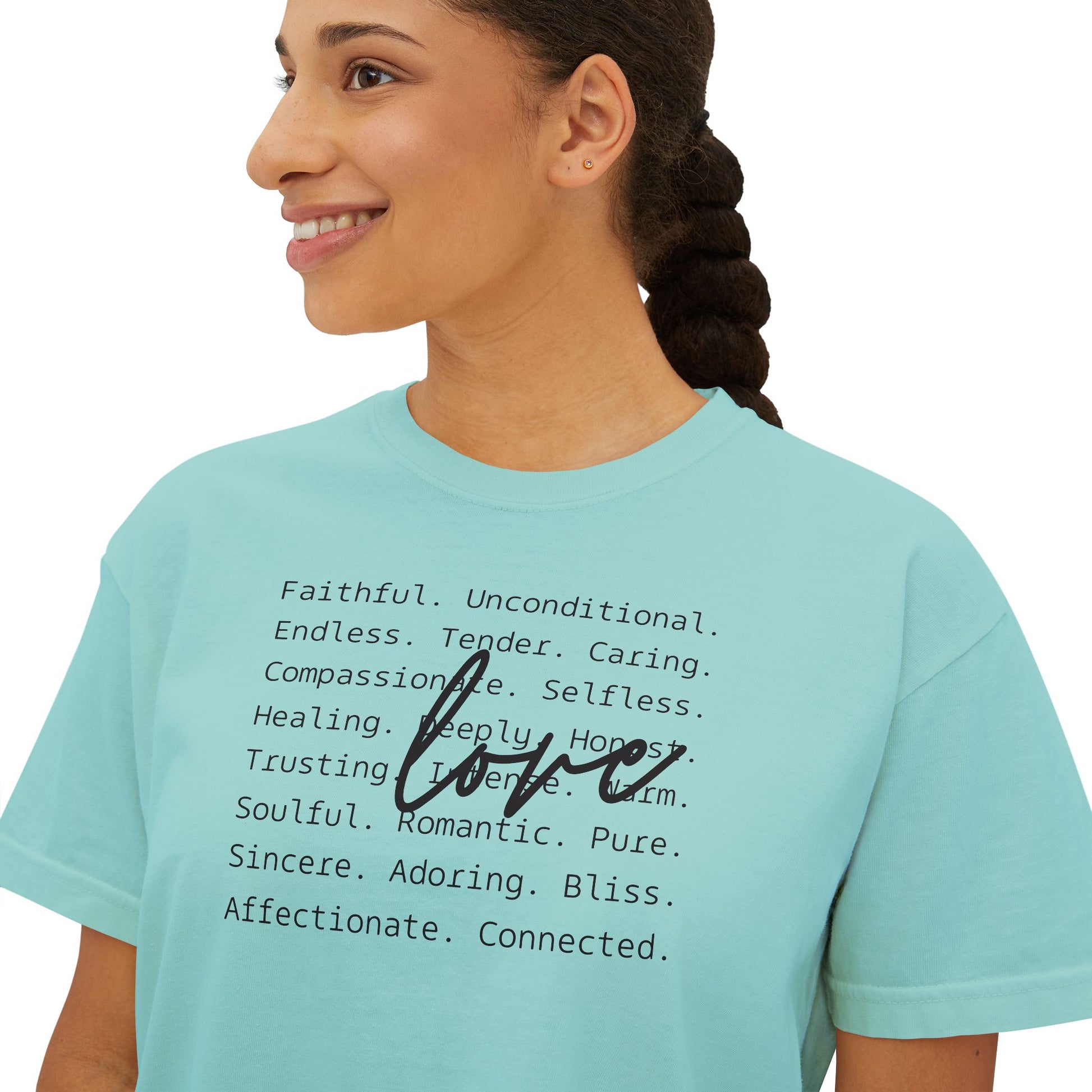 Women's Boxy Love Tee | Affirmation Top, Self-Care Gift, Cozy Casual Wear, Birthday Gift, Positive Vibes