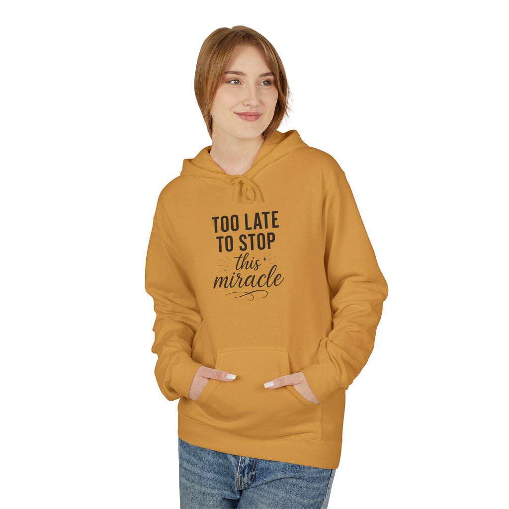 Miracle Midweight Fleece Hoodie, Cozy Casual Wear, Inspirational Gift, Faith-Driven Style, Perfect for Everyday & Holidays