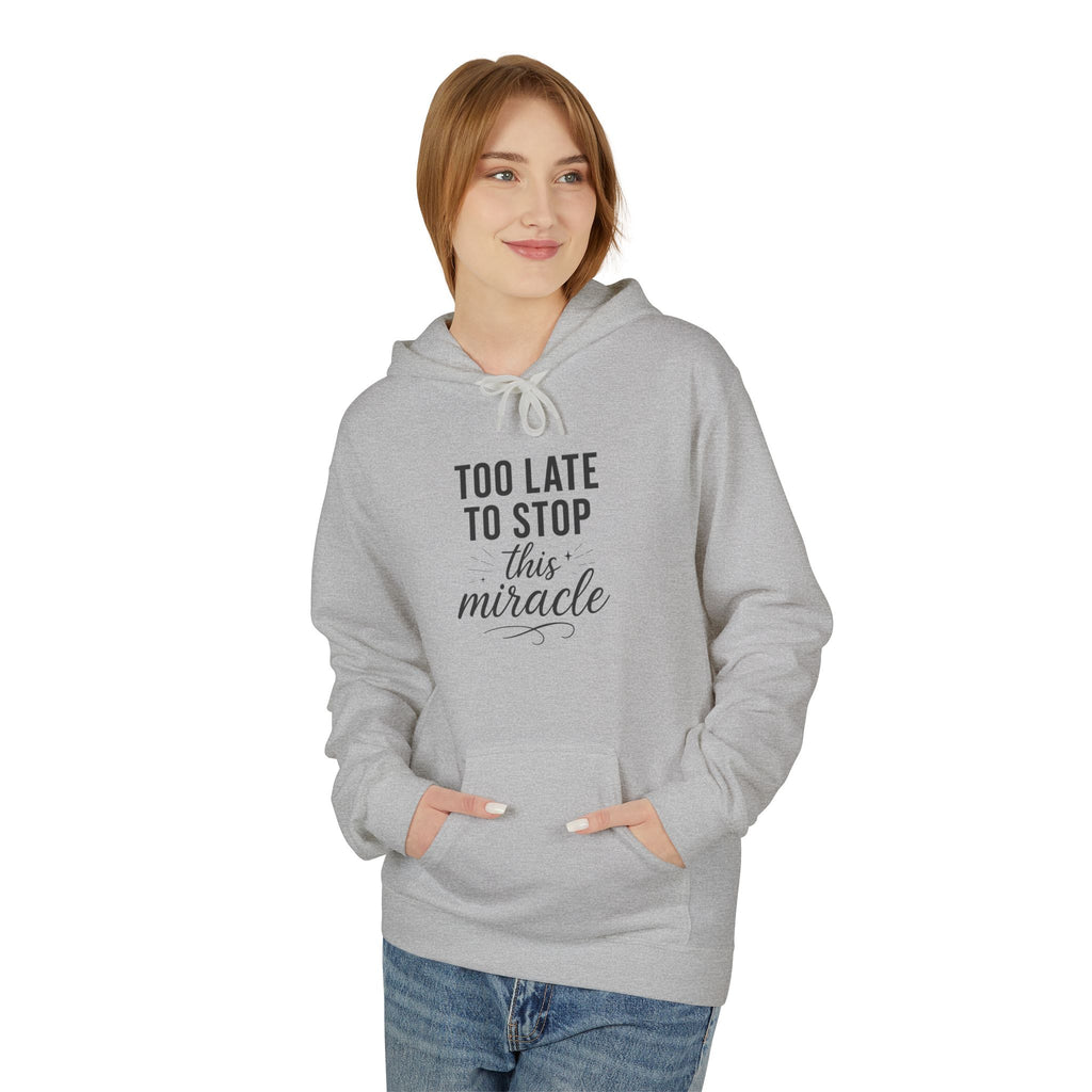 Miracle Midweight Fleece Hoodie, Cozy Casual Wear, Inspirational Gift, Faith-Driven Style, Perfect for Everyday & Holidays