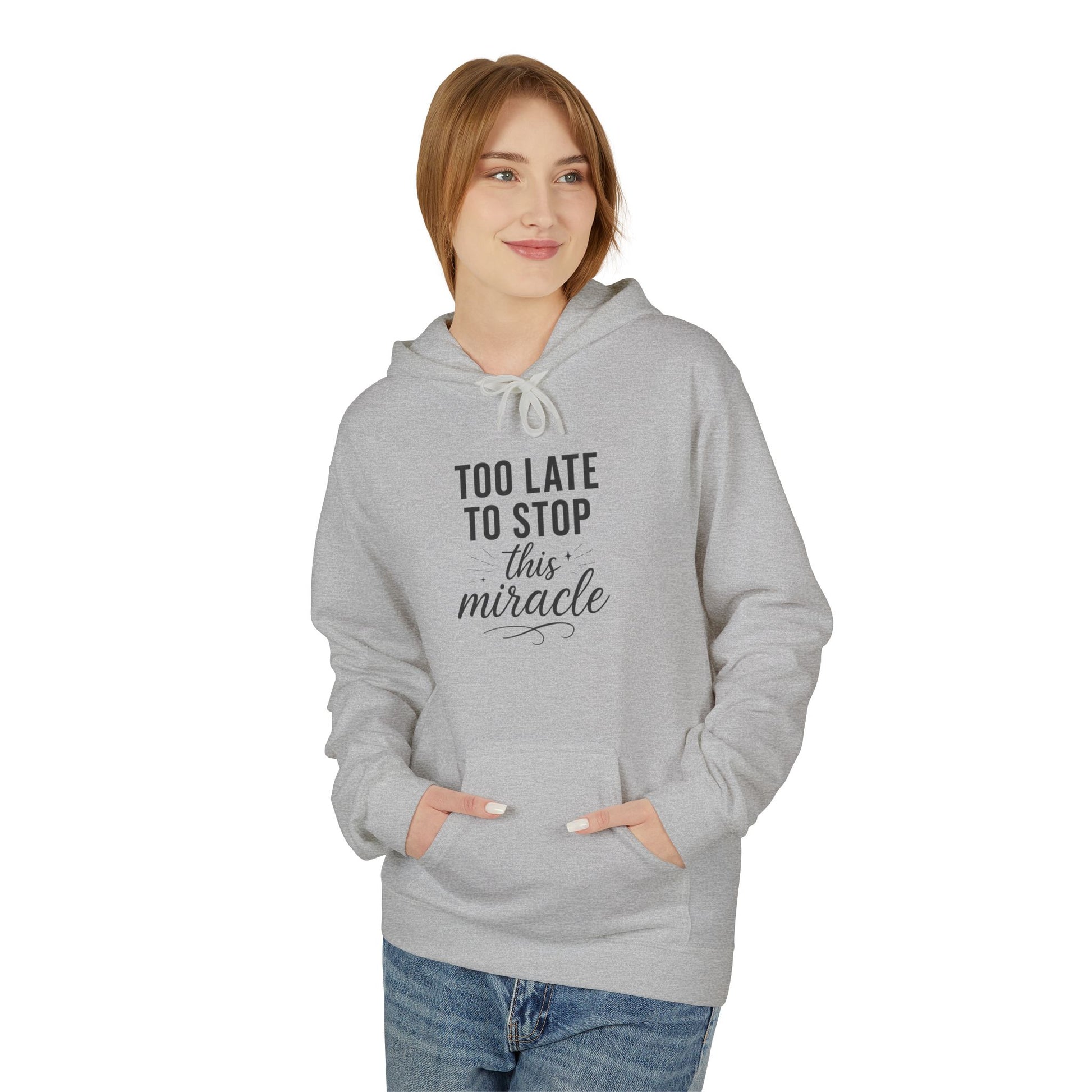 Miracle Midweight Fleece Hoodie, Cozy Casual Wear, Inspirational Gift, Faith-Driven Style, Perfect for Everyday & Holidays