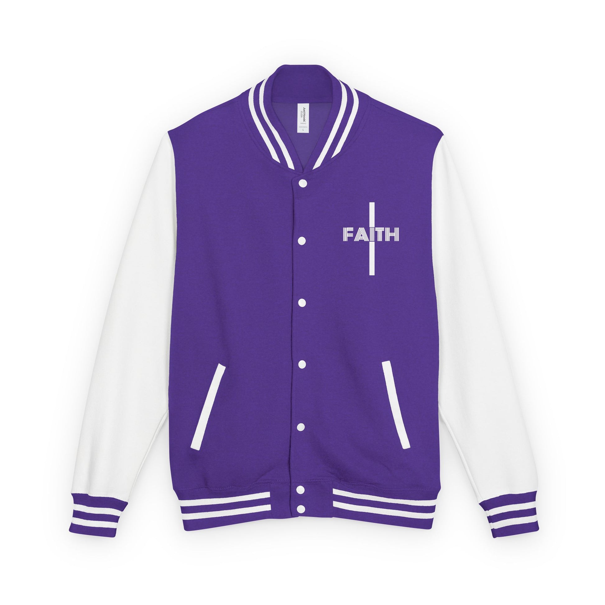 Unisex Heavyweight Letterman Jacket, Faith-based Jacket, Vintage Style Sports Jacket, College Spirit Wear, Casual Outwear, Gifts for Sports Lovers, Fall Fashion