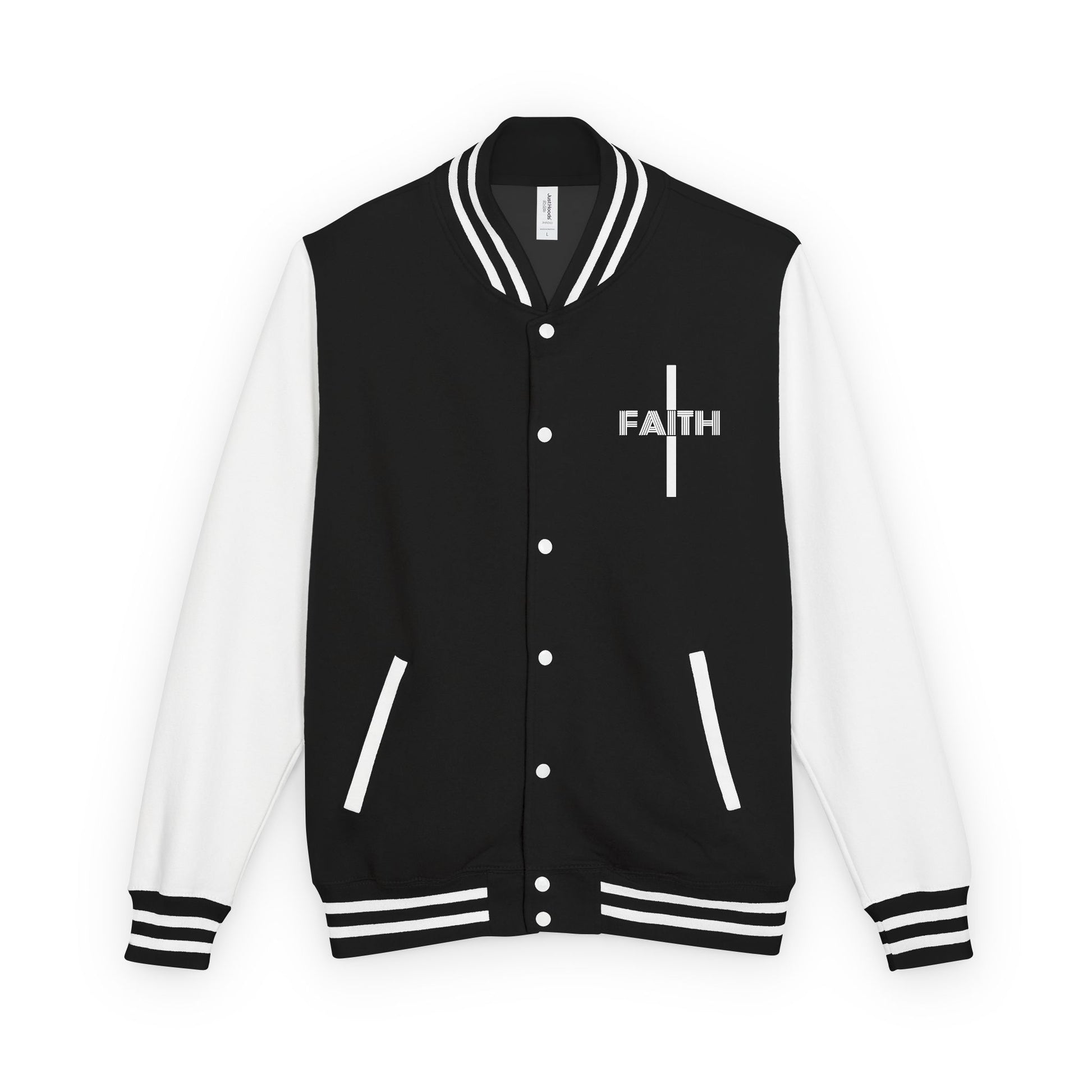 Unisex Heavyweight Letterman Jacket, Faith-based Jacket, Vintage Style Sports Jacket, College Spirit Wear, Casual Outwear, Gifts for Sports Lovers, Fall Fashion