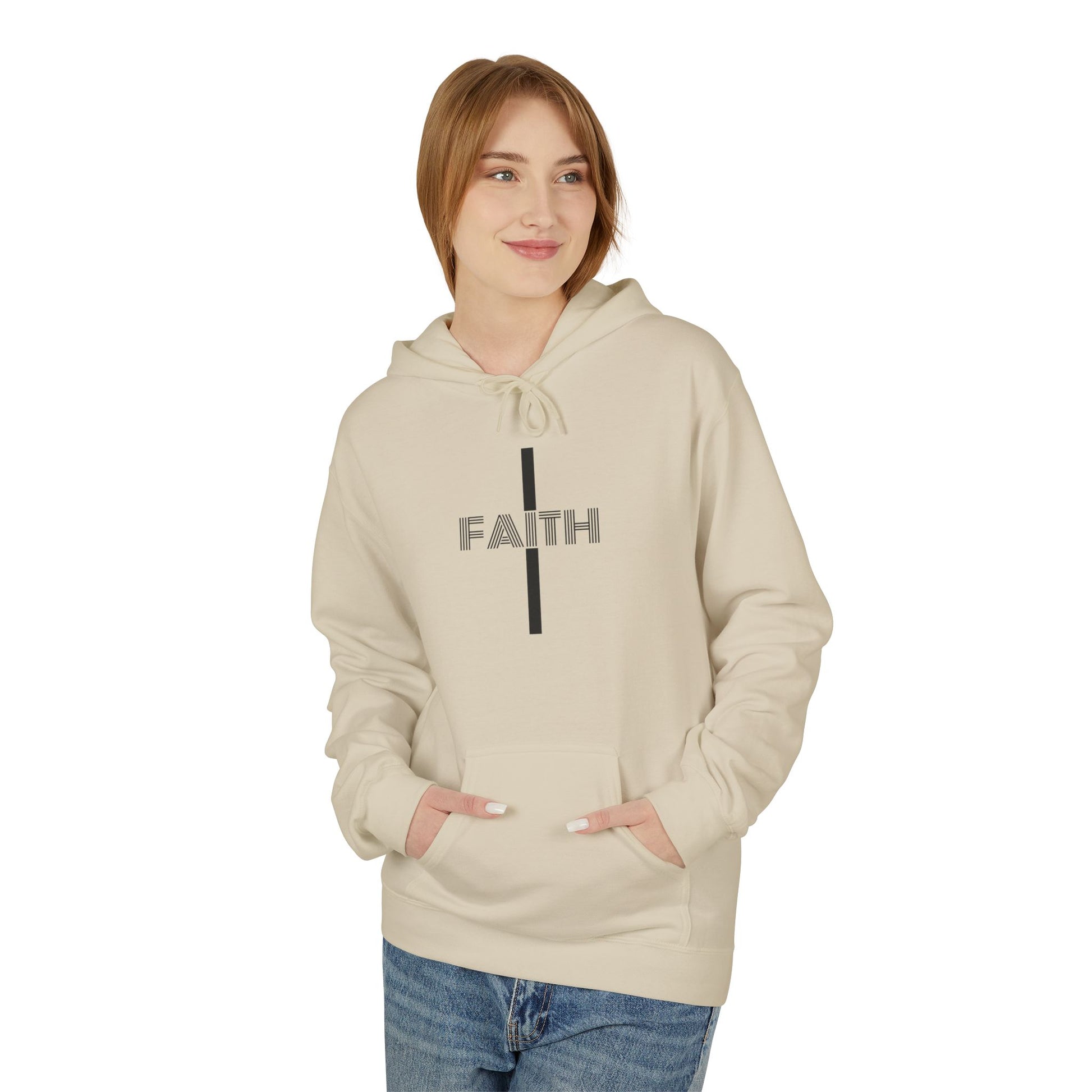 Faith Unisex Midweight Fleece Hoodie, Cozy Casual Wear, Inspirational Gift, Faith-Driven Style, Perfect for Everyday & Holidays