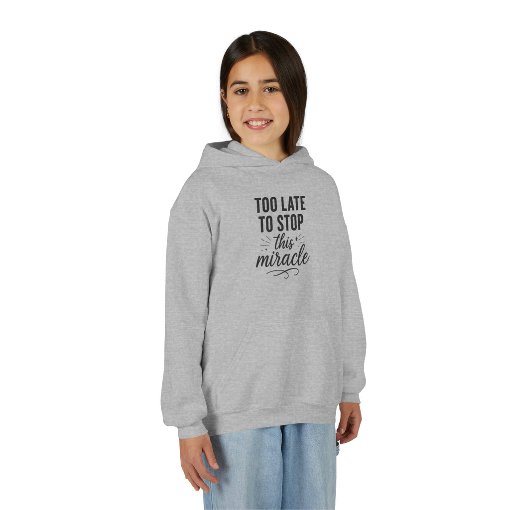Miracle Hooded Sweatshirt for Youth, Inspirational Sweatshirt, Cozy Hoodie, Youth Pullover, Perfect Gift for Teens, Faith Apparel
