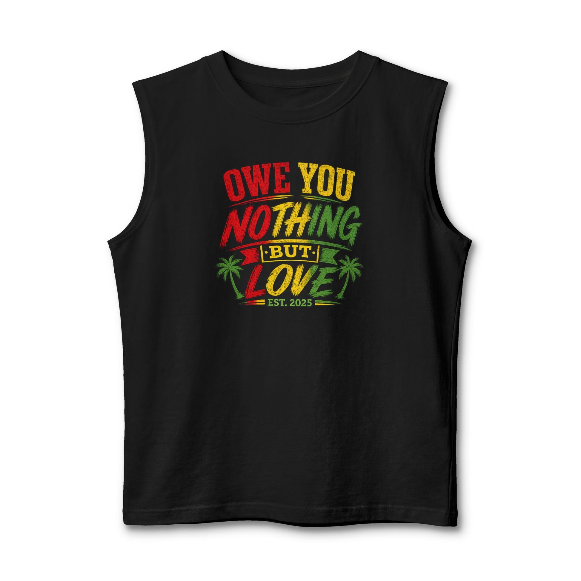 Nothing But Love Muscle Tank — Rasta Palm Graphic Sleeveless Tee