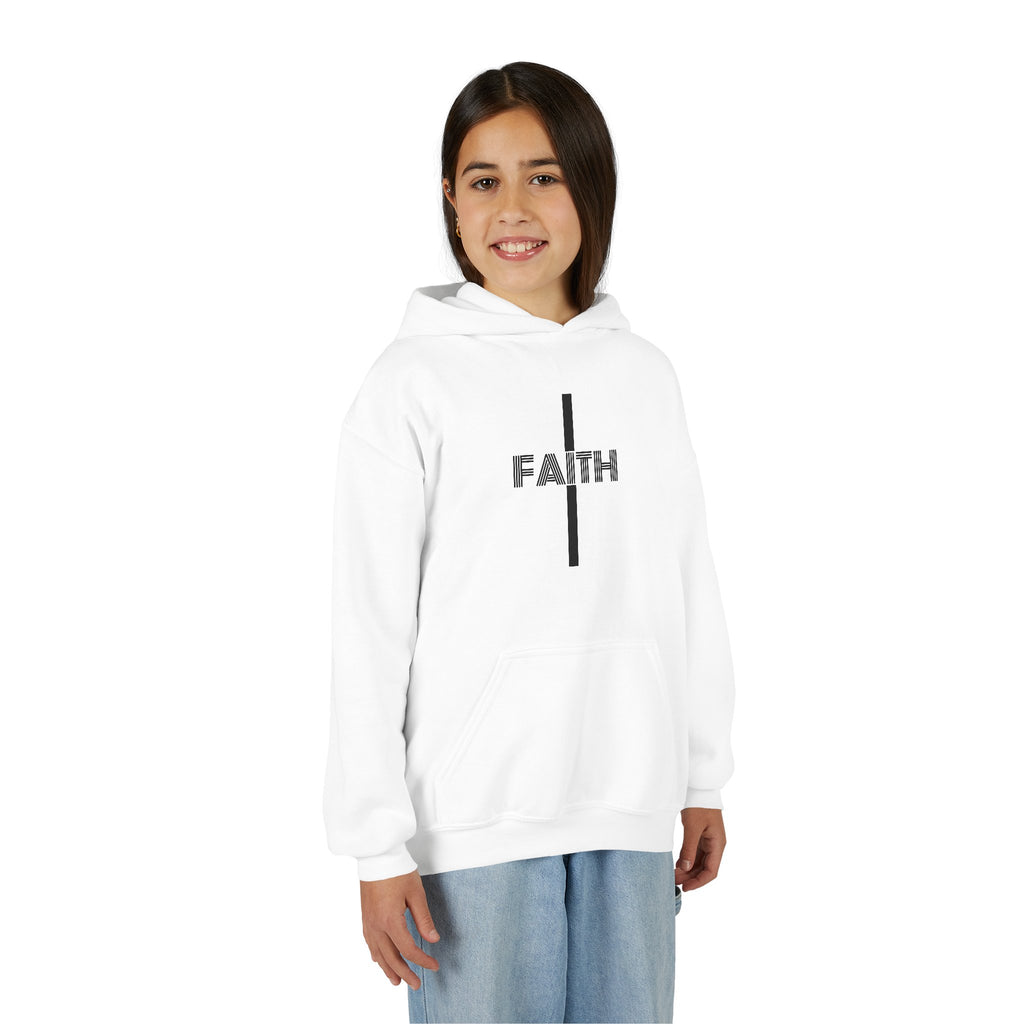 Faith Hooded Sweatshirt for Youth, Inspirational Sweatshirt, Cozy Hoodie, Youth Pullover, Perfect Gift for Teens, Faith Apparel