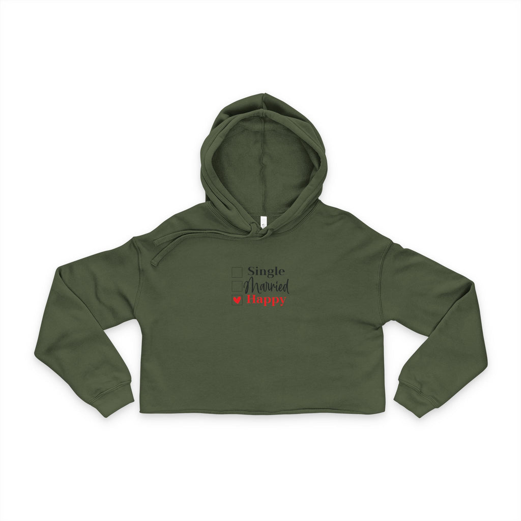 Happy Vibes Women's Cropped Hoodie - Trendy Casual Wear, Perfect for Everyday, Gifts for Friends, Celebrations, Self-Care