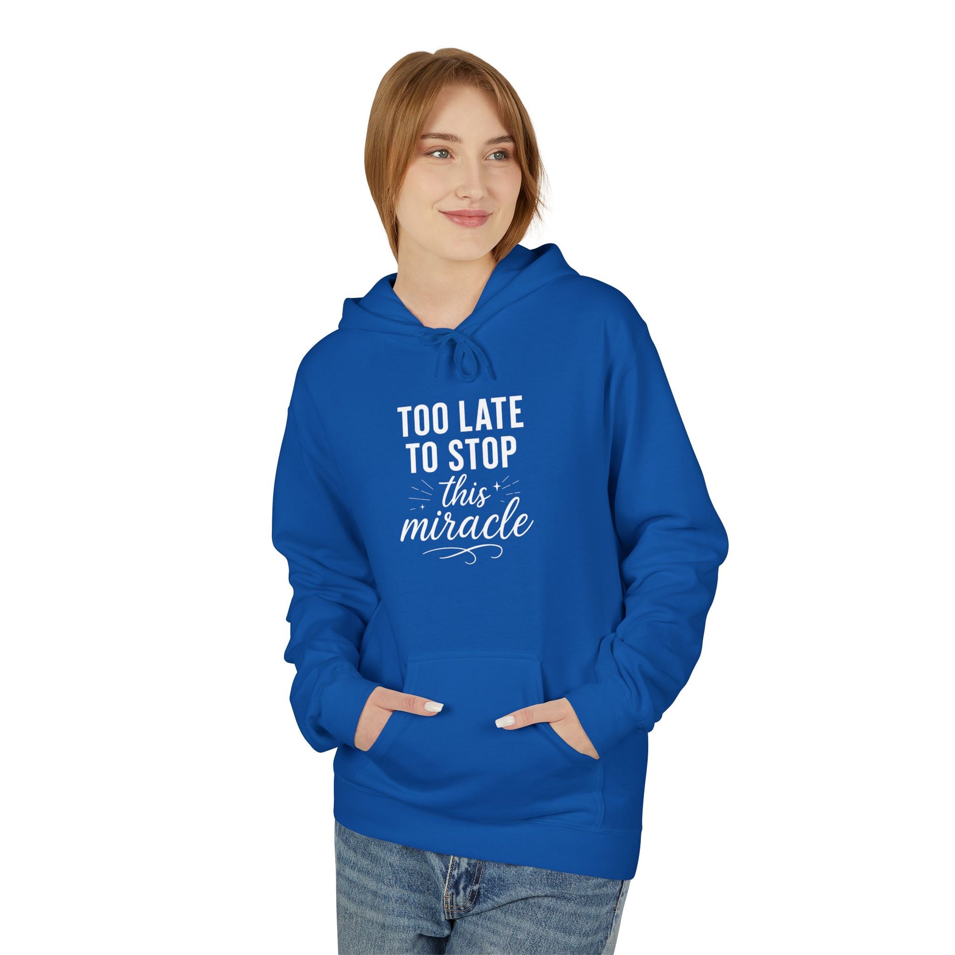 Miracle Midweight Fleece Hoodie, Cozy Casual Wear, Inspirational Gift, Faith-Driven Style, Perfect for Everyday & Holidays