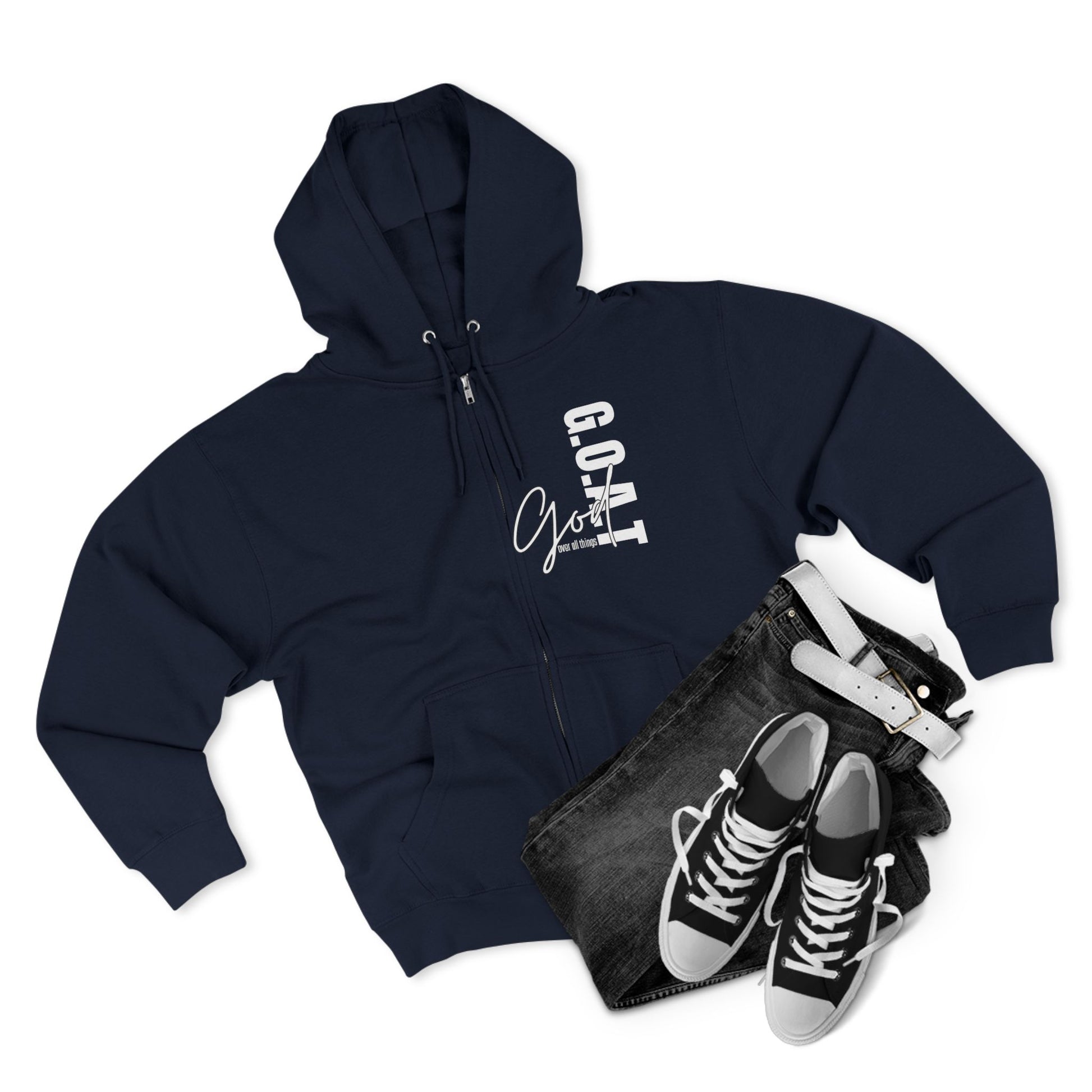 Zip Hoodie, Unisex Hoodie, Cozy Oversized Hoodie, Inspirational Apparel, Versatile Layering Piece, Gift for Motivators, Goat God T-shirt