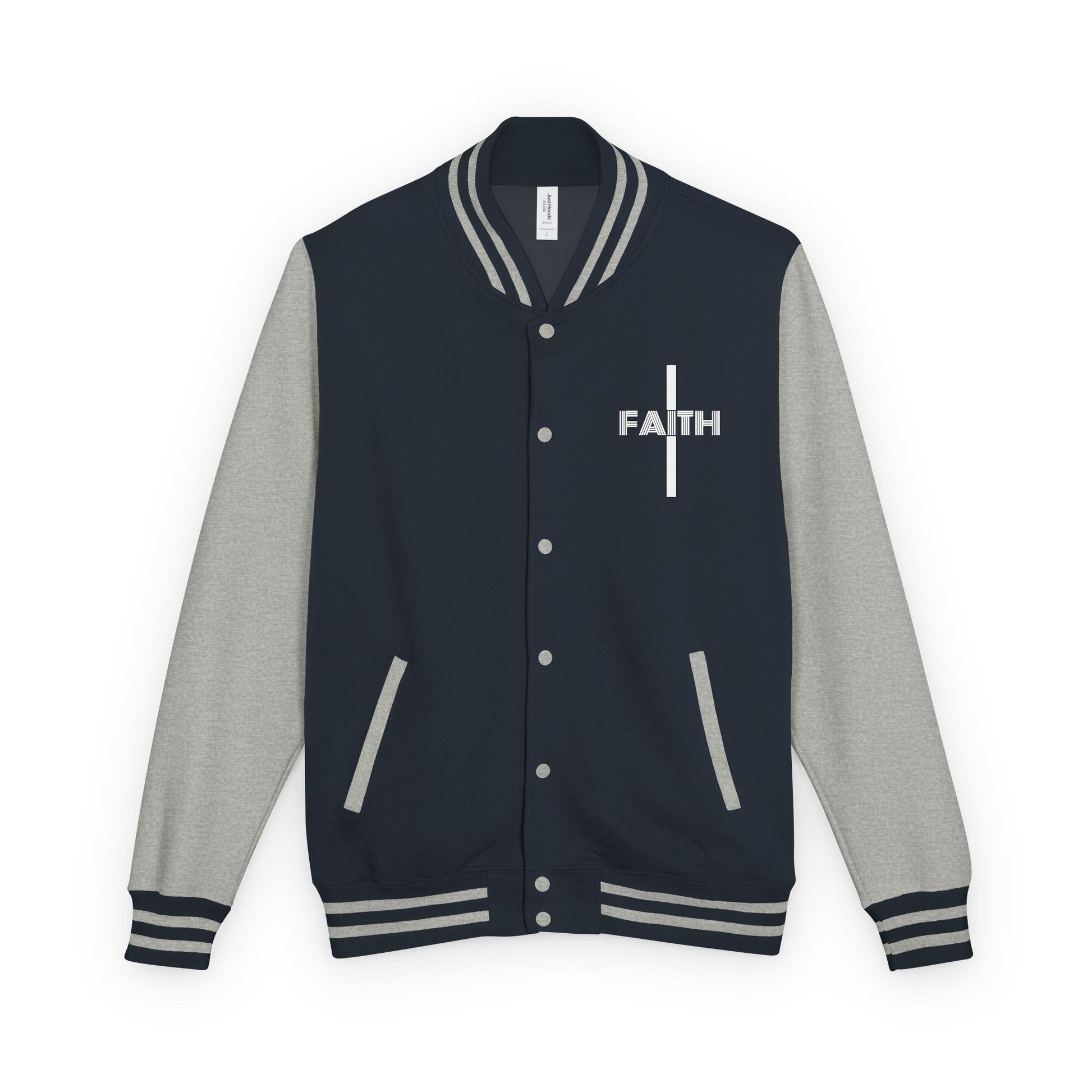 Unisex Heavyweight Letterman Jacket, Faith-based Jacket, Vintage Style Sports Jacket, College Spirit Wear, Casual Outwear, Gifts for Sports Lovers, Fall Fashion