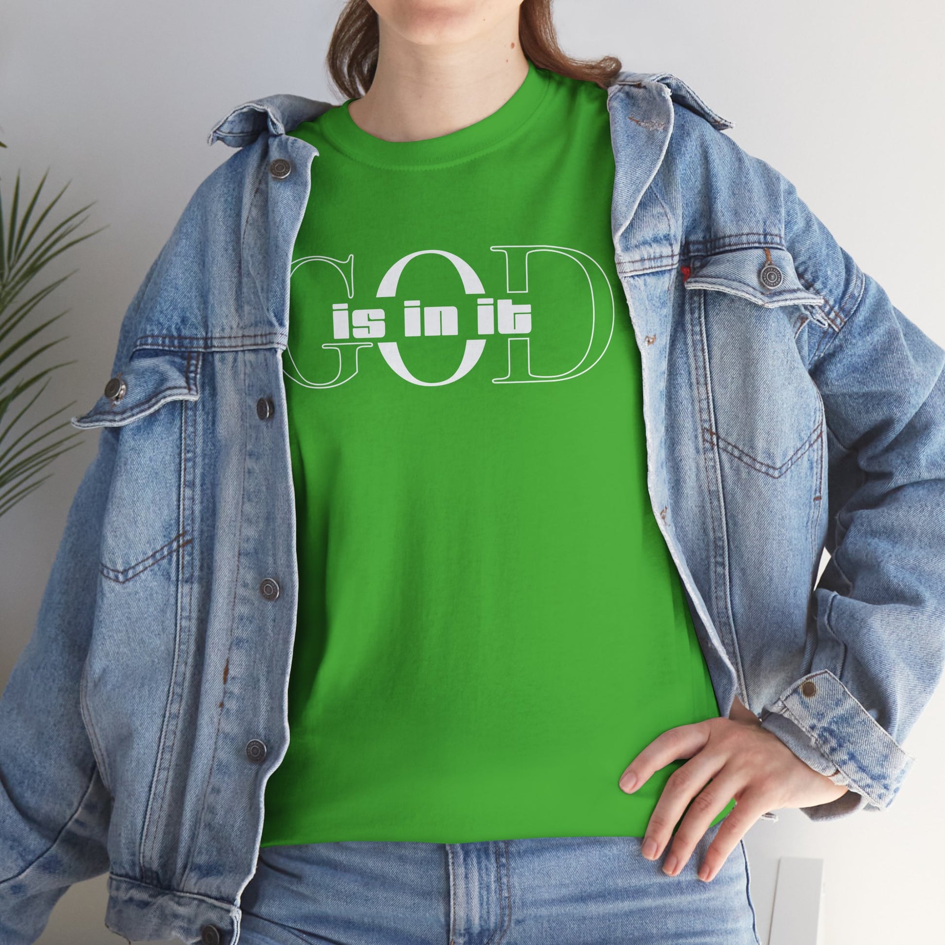 God is in it, Unisex Heavy Cotton Tee - Christian T-shirt, Faith-based-tee, Comfortable Casual Wear, Perfect for Church, Everyday Style, Gift for Friends, Summer Outfits, Relaxed Vibes