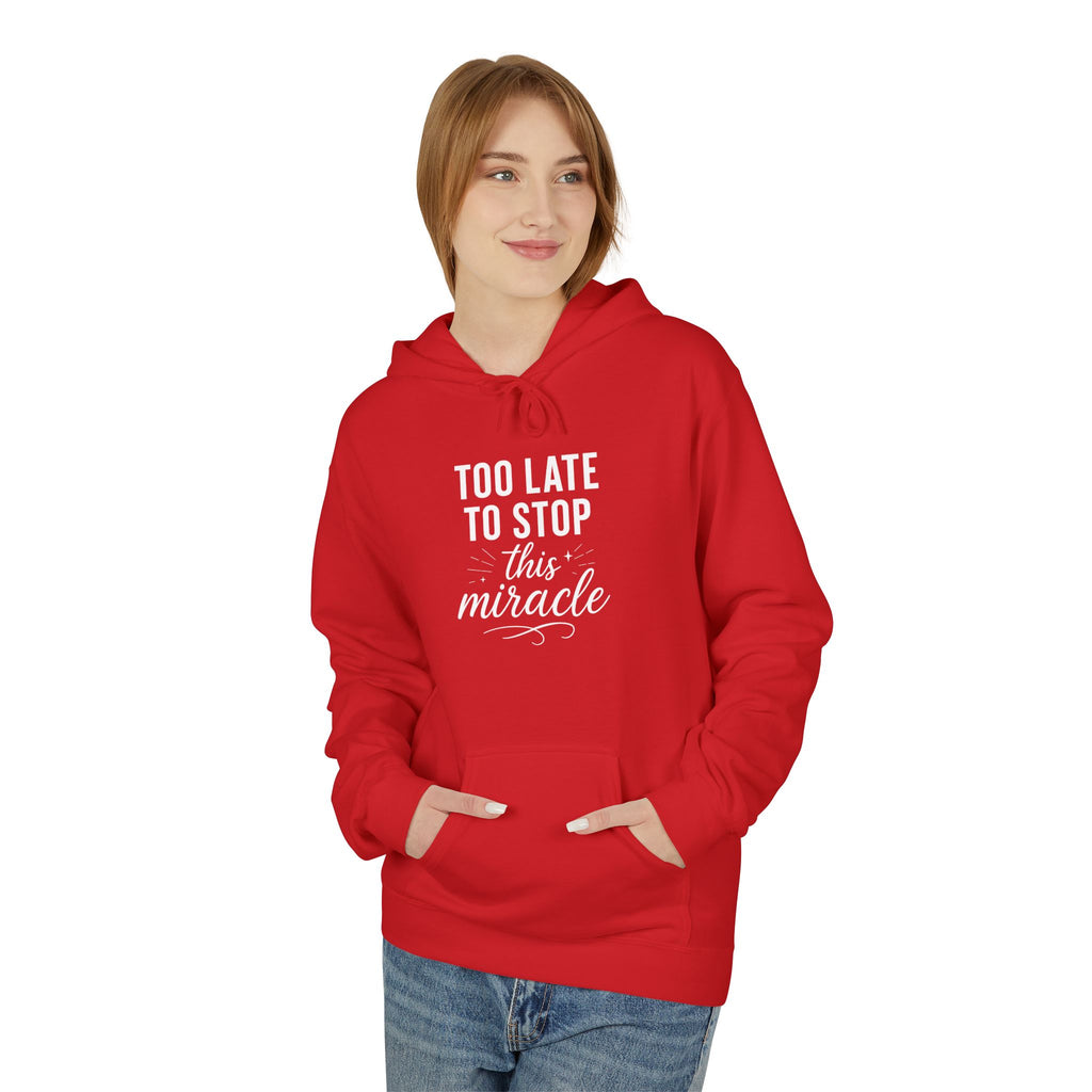 Miracle Midweight Fleece Hoodie, Cozy Casual Wear, Inspirational Gift, Faith-Driven Style, Perfect for Everyday & Holidays
