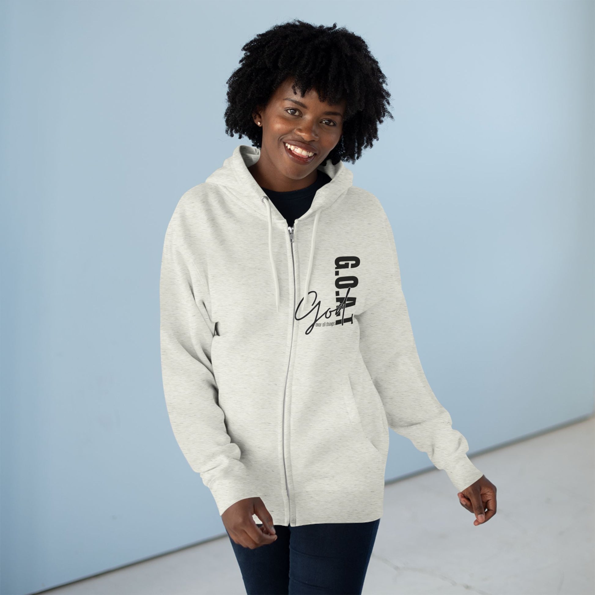 Zip Hoodie, Unisex Hoodie, Cozy Oversized Hoodie, Inspirational Apparel, Versatile Layering Piece, Gift for Motivators, Goat God T-shirt