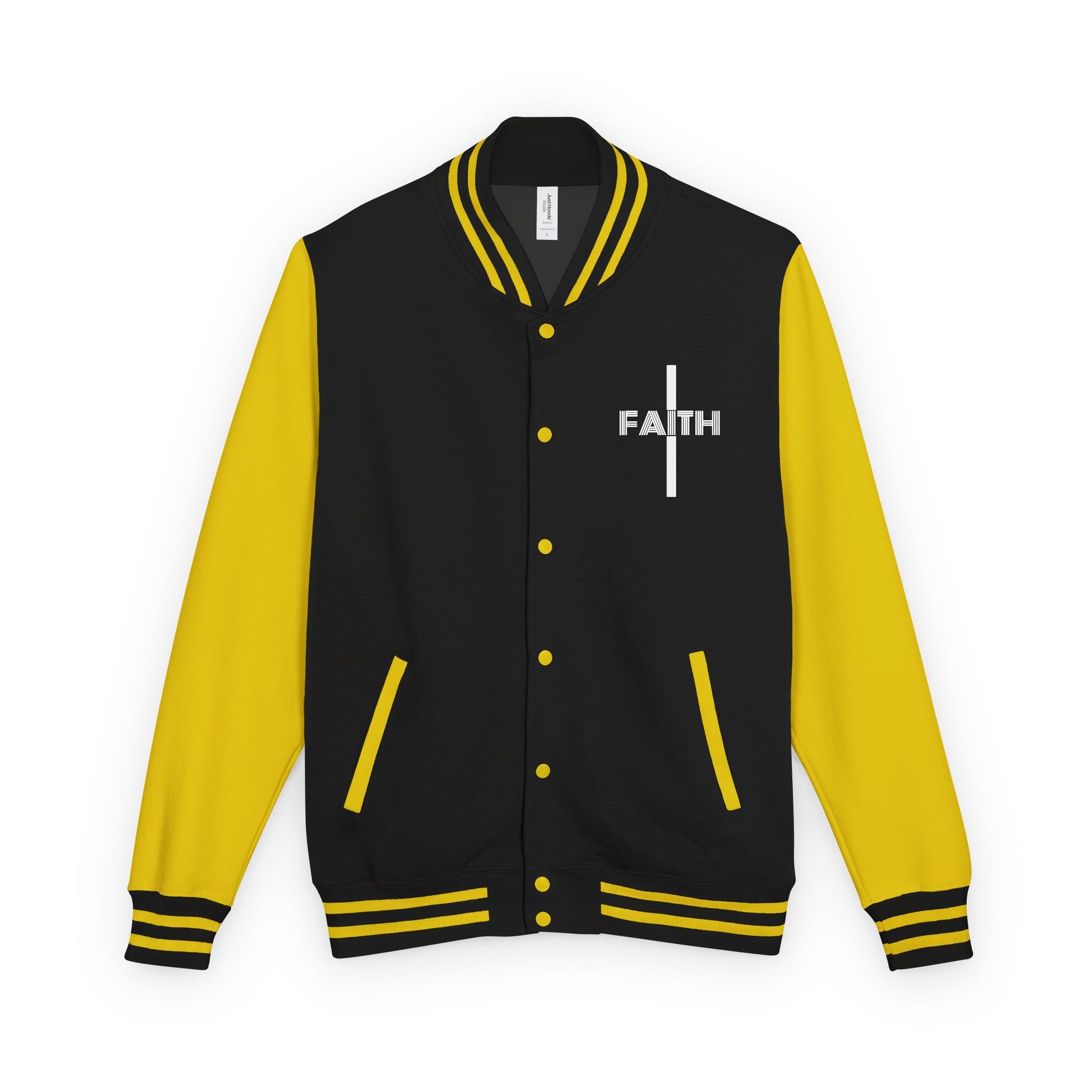 Unisex Heavyweight Letterman Jacket, Faith-based Jacket, Vintage Style Sports Jacket, College Spirit Wear, Casual Outwear, Gifts for Sports Lovers, Fall Fashion
