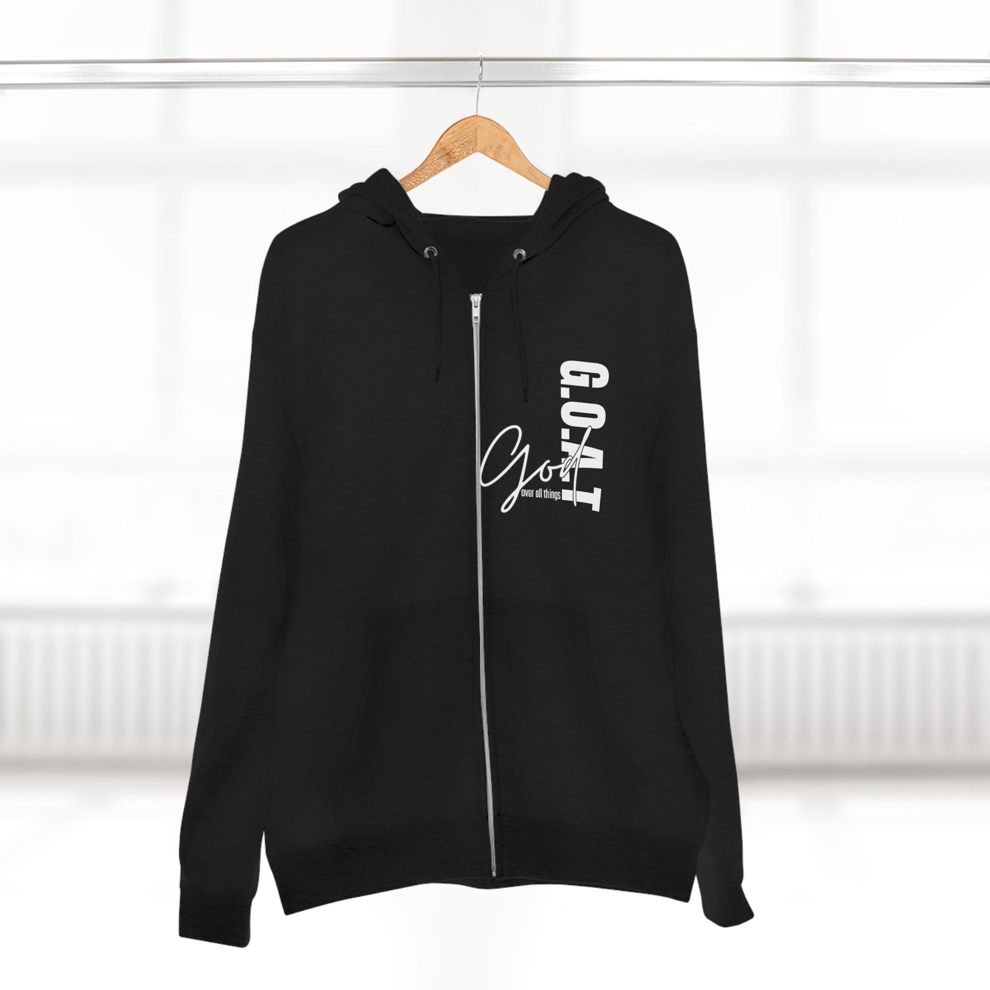 Zip Hoodie, Unisex Hoodie, Cozy Oversized Hoodie, Inspirational Apparel, Versatile Layering Piece, Gift for Motivators, Goat God T-shirt
