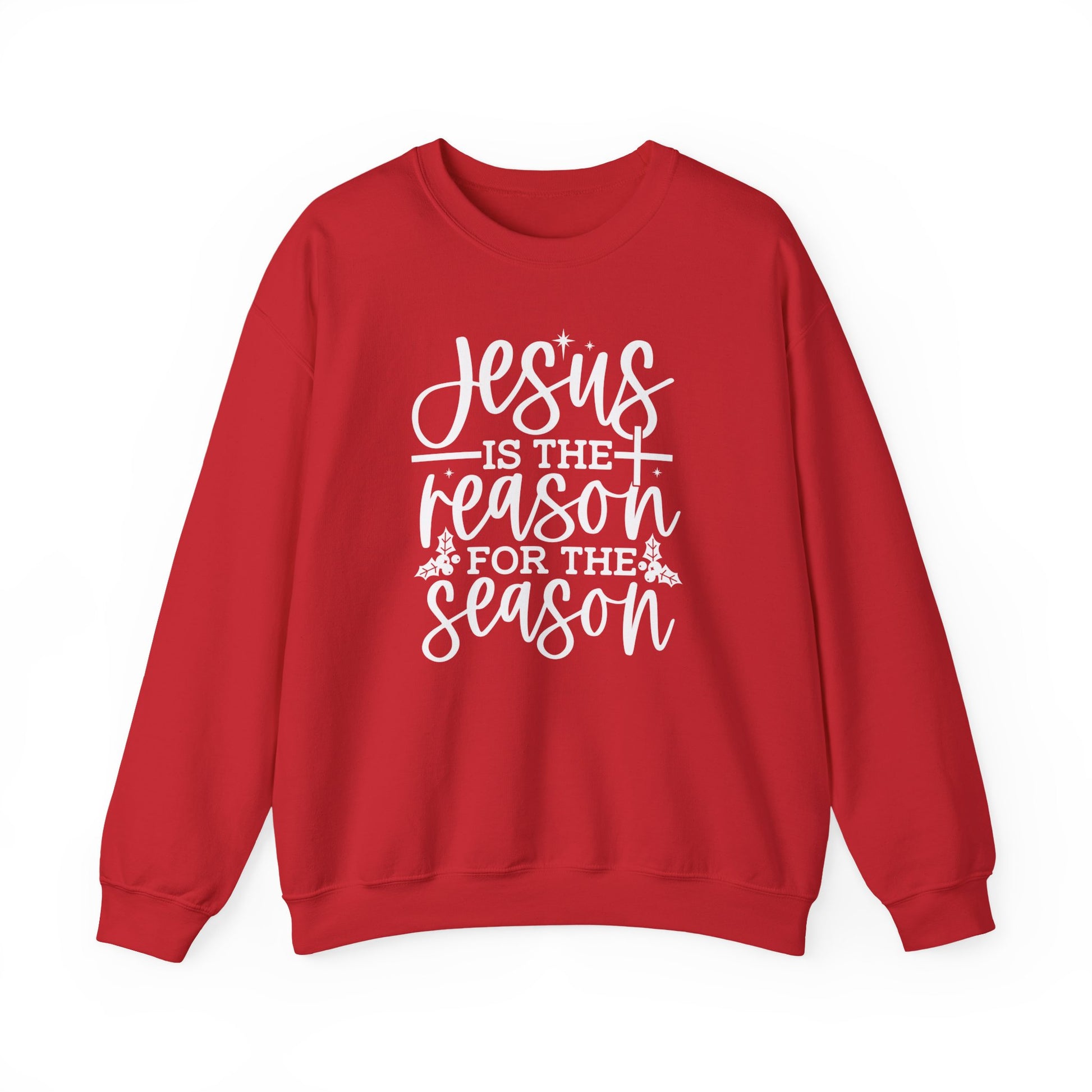 Jesus is the Reason for the Season, Christmas Crewneck Sweatshirt Fabric Knit Long Sleeve Winter Casual Soft Medium Length Hoodie for Men and Women