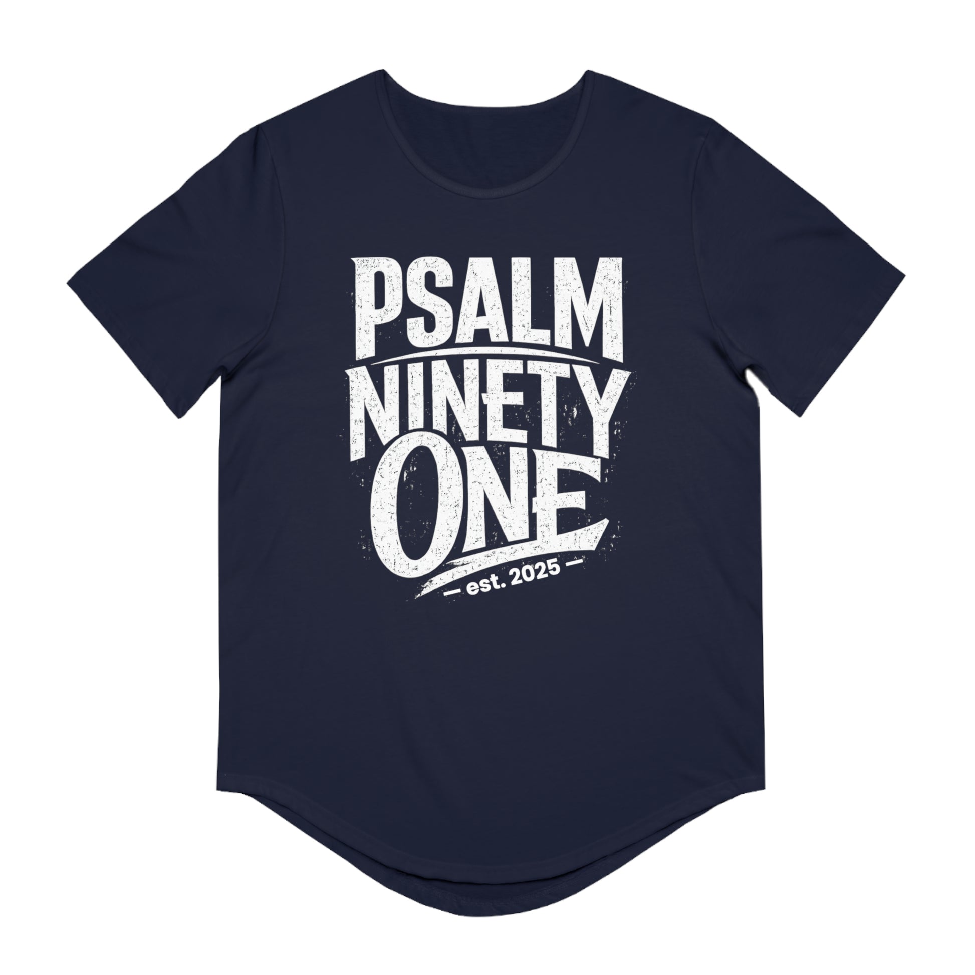 Psalm 91 Men's Curved Hem Tee — Stylish Graphic Streetwear Gift