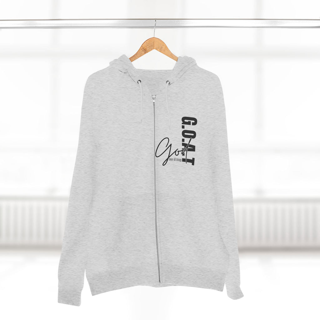 Zip Hoodie, Unisex Hoodie, Cozy Oversized Hoodie, Inspirational Apparel, Versatile Layering Piece, Gift for Motivators, Goat God T-shirt