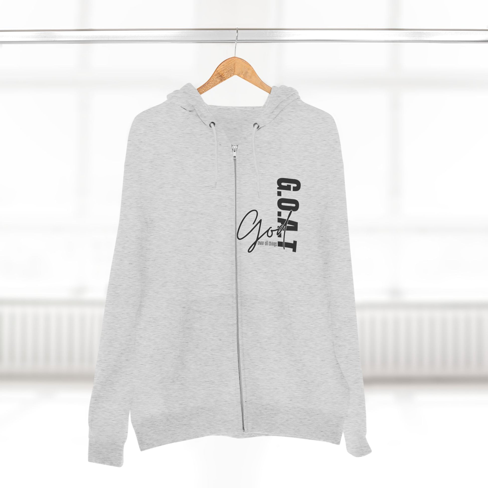 Zip Hoodie, Unisex Hoodie, Cozy Oversized Hoodie, Inspirational Apparel, Versatile Layering Piece, Gift for Motivators, Goat God T-shirt