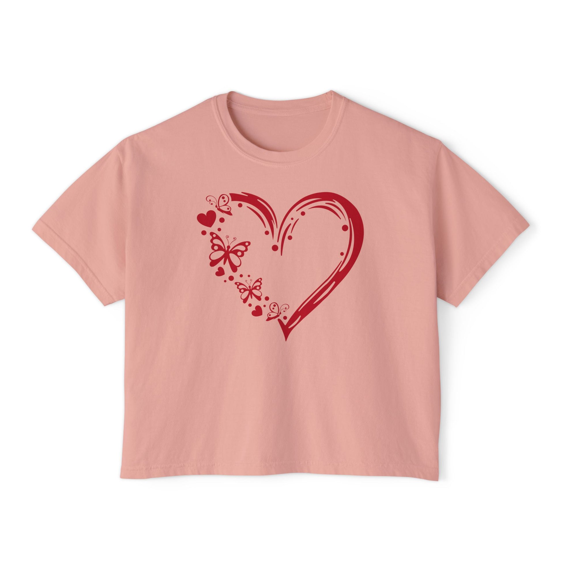 Valentine Red Butterfly Heart Women's Boxy Tee