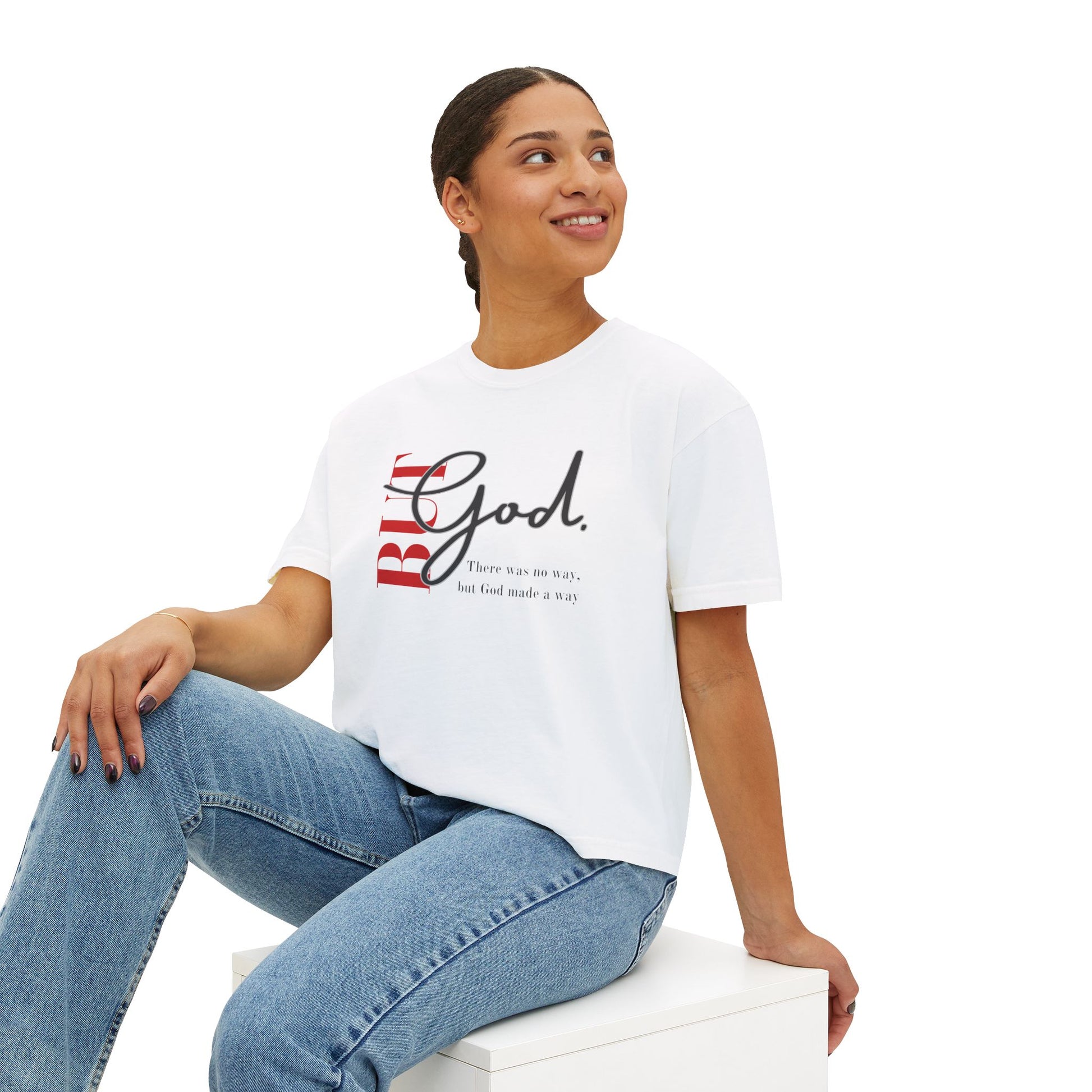 Faith-Inspired Women's Boxy Tee, Inspirational T-Shirt, Religious Gift, Casual Church Wear, Comfortable Everyday Style, Motivational Apparel