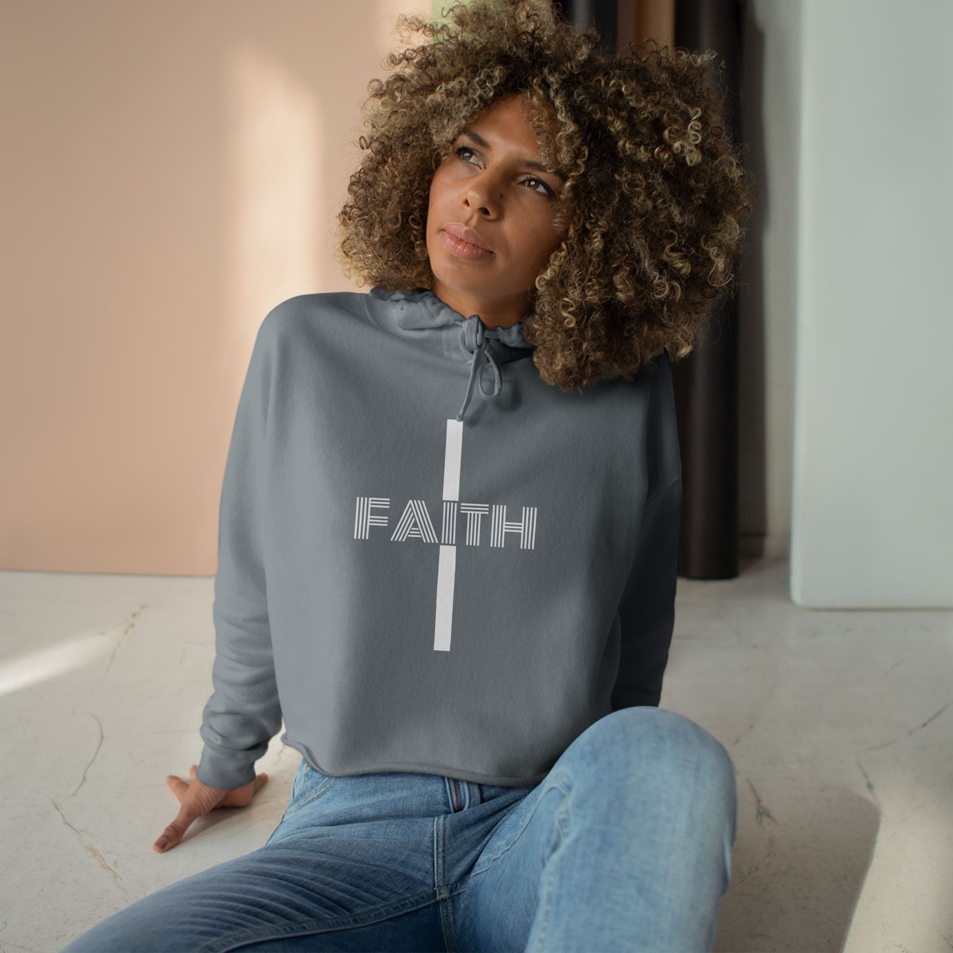 Faith-Inspired Crop Hoodie - Trendy Sportswear, Motivational Apparel, Gift for Her, Inspirational Outfit, Spiritual Vibes