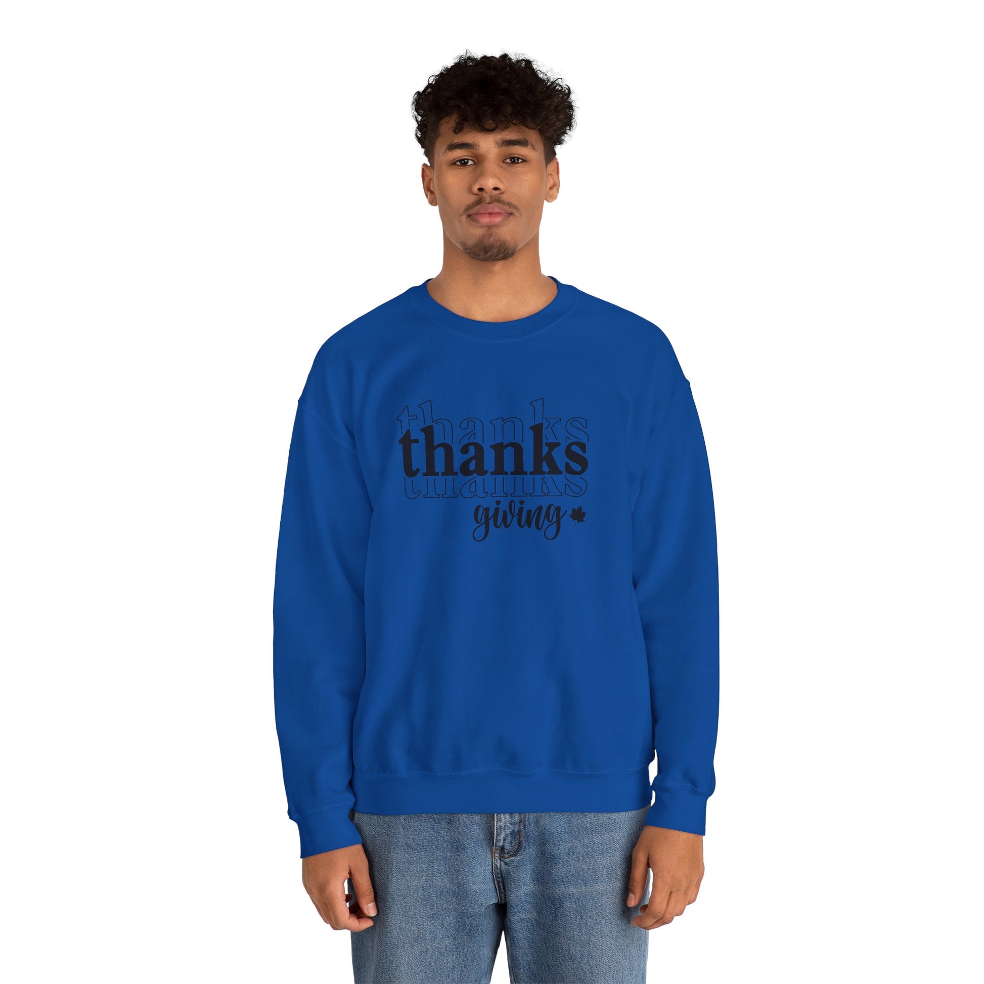Thanksgiving Crewneck Sweatshirt, 'thanks giving' Script Holiday Pullover