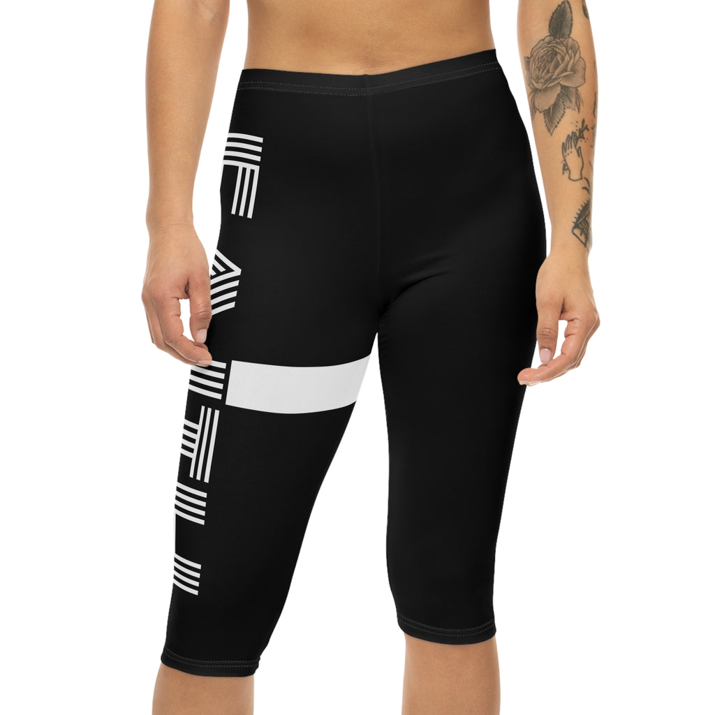 Faith Women's Capri Leggings — Spiritual Script All-Over Print