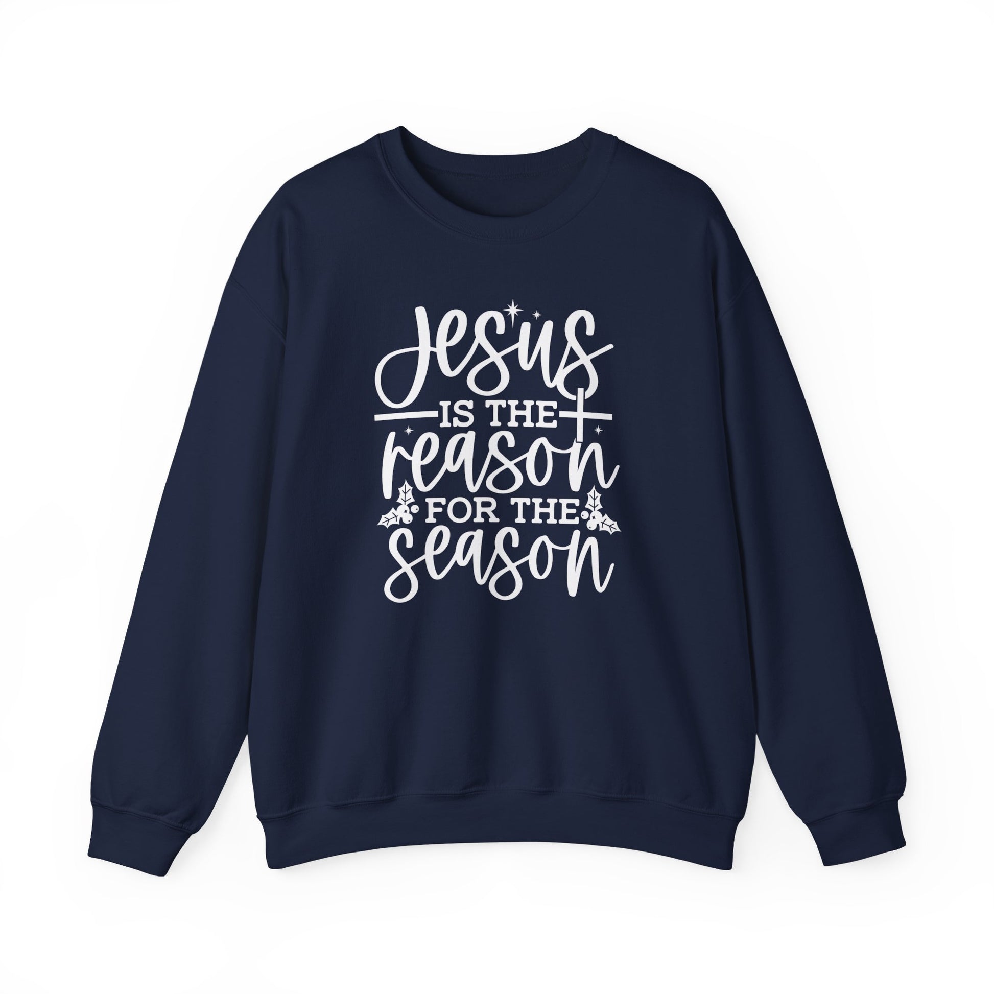 Jesus is the Reason for the Season, Christmas Crewneck Sweatshirt Fabric Knit Long Sleeve Winter Casual Soft Medium Length Hoodie for Men and Women