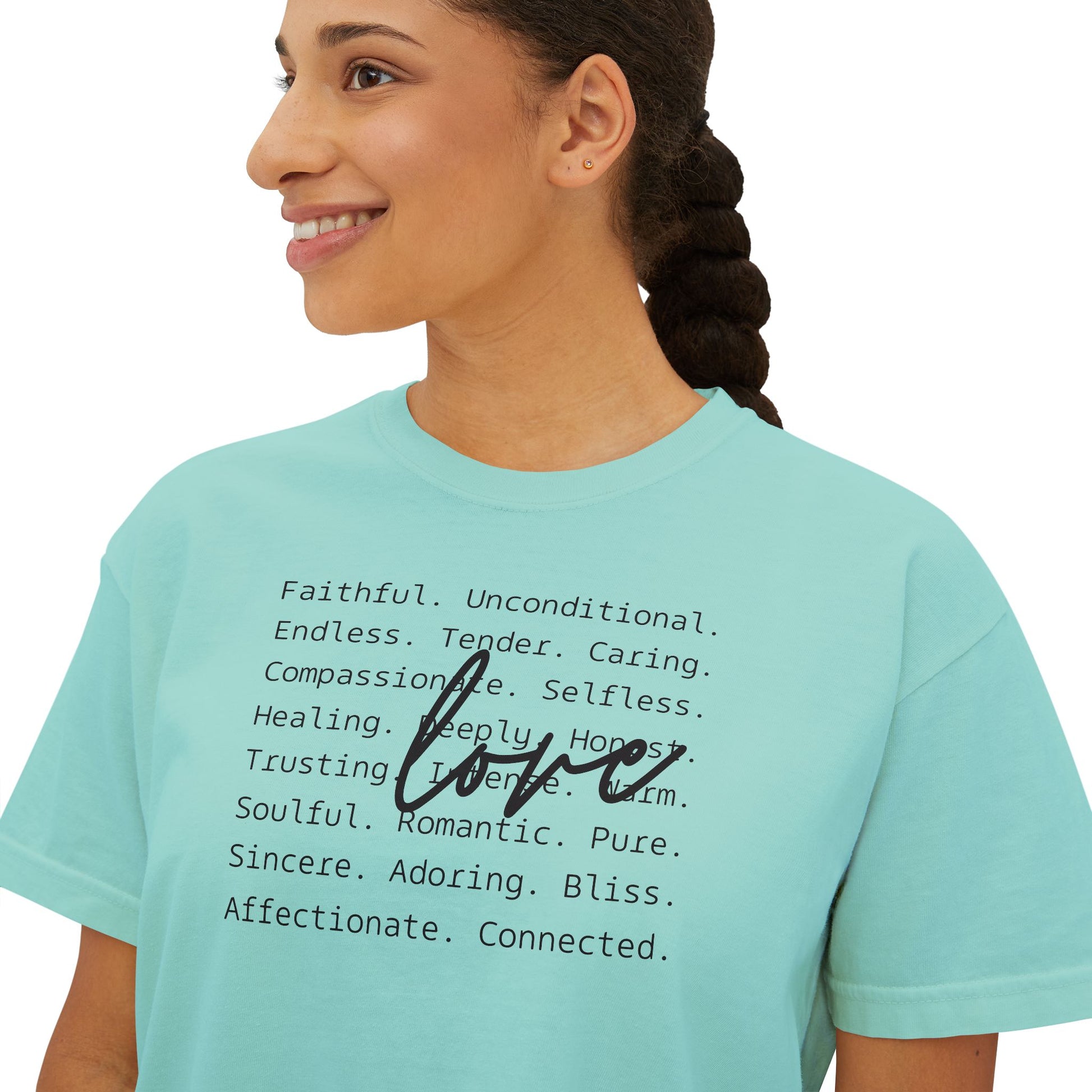 Women's Boxy Love Tee | Affirmation Top, Self-Care Gift, Cozy Casual Wear, Birthday Gift, Positive Vibes