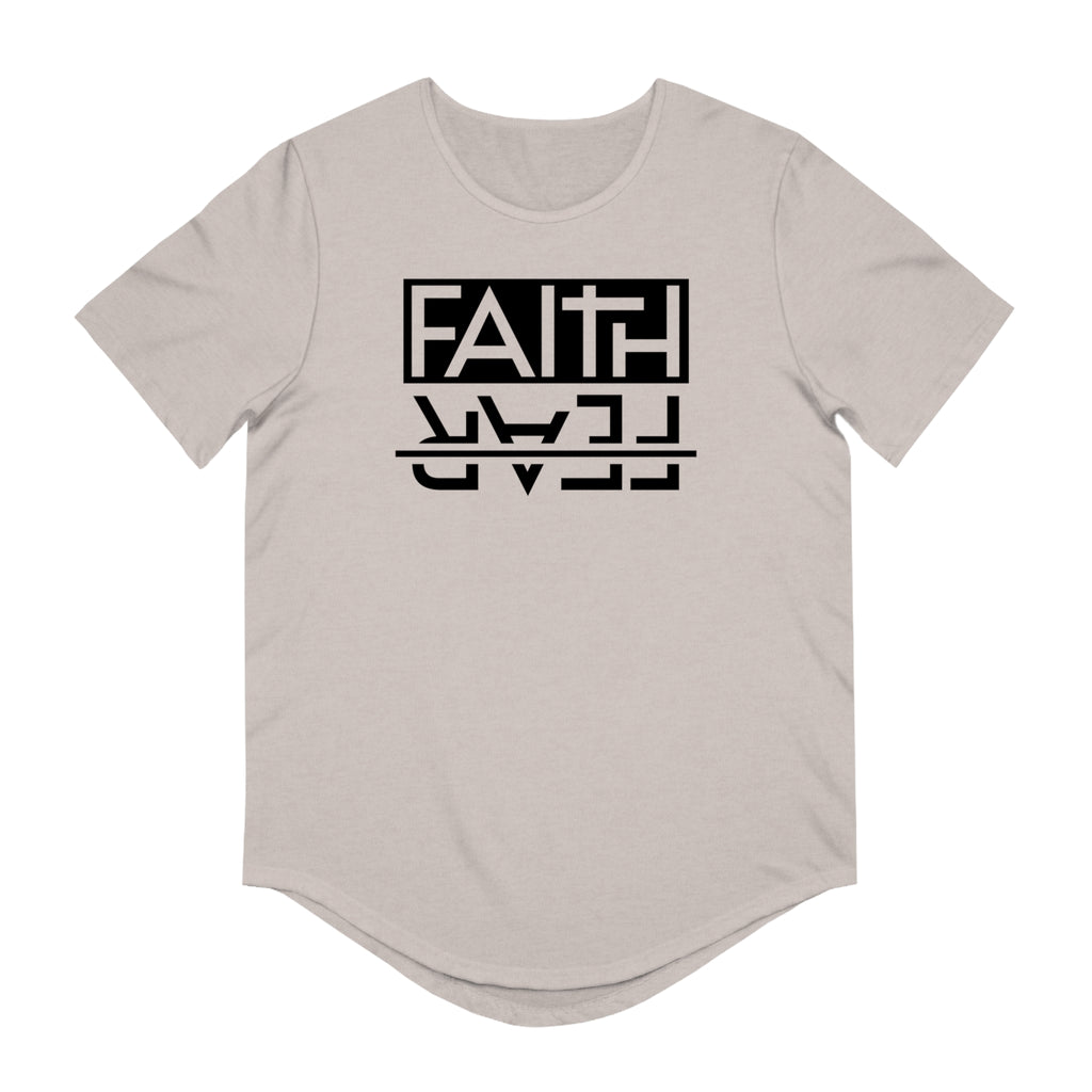 Men's Curved Hem Tee - Stylish Graphic Tee, Faith Over Fear T-shirt, Faith-based tee,  Casual Wear, Trendy Fashion, Streetwear Essential, Gift for Him