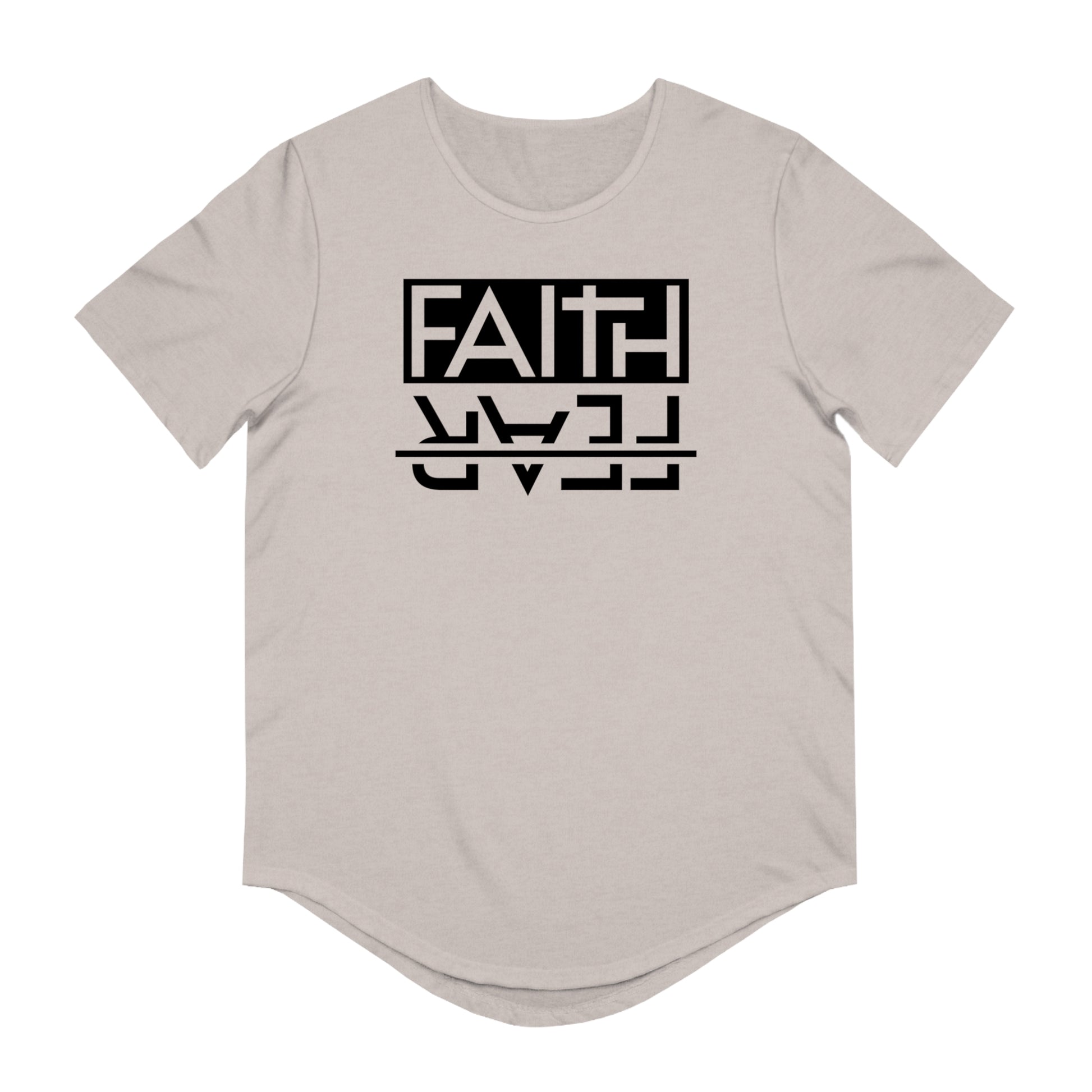 Men's Curved Hem Tee - Stylish Graphic Tee, Faith Over Fear T-shirt, Faith-based tee,  Casual Wear, Trendy Fashion, Streetwear Essential, Gift for Him