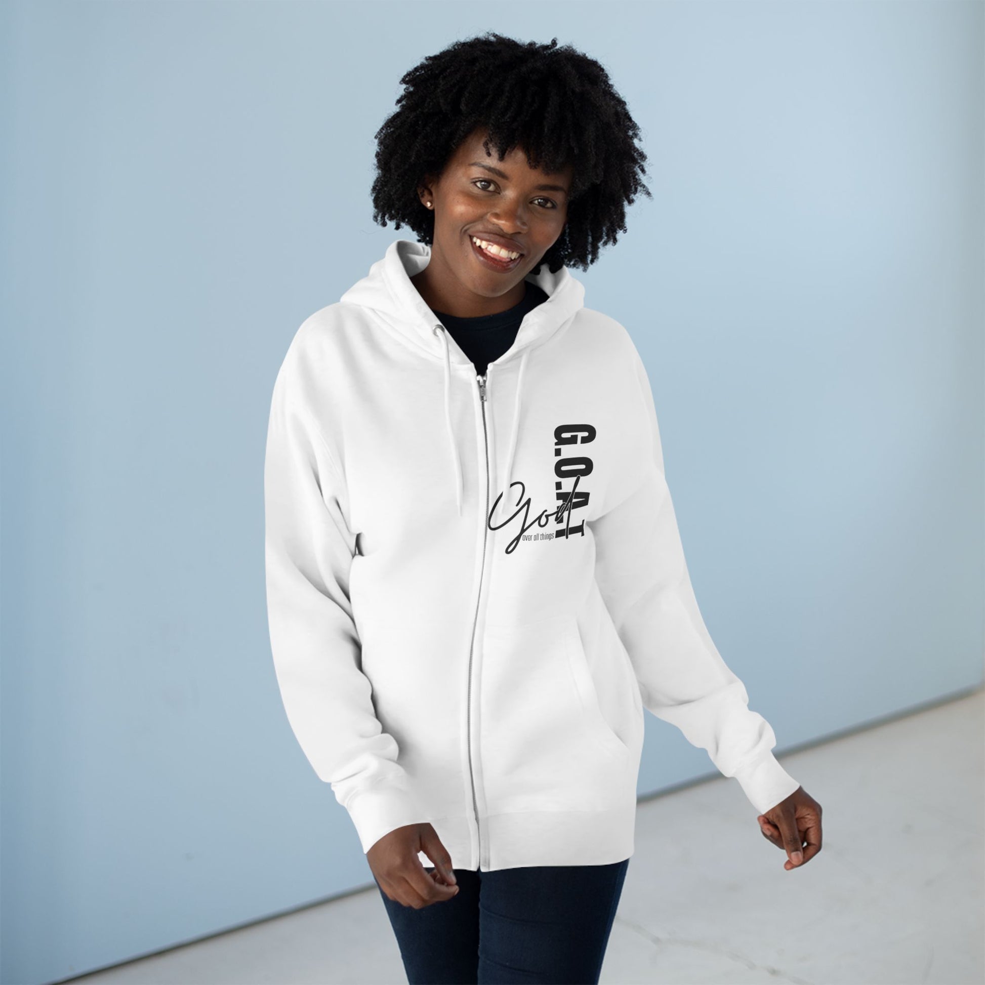 Zip Hoodie, Unisex Hoodie, Cozy Oversized Hoodie, Inspirational Apparel, Versatile Layering Piece, Gift for Motivators, Goat God T-shirt