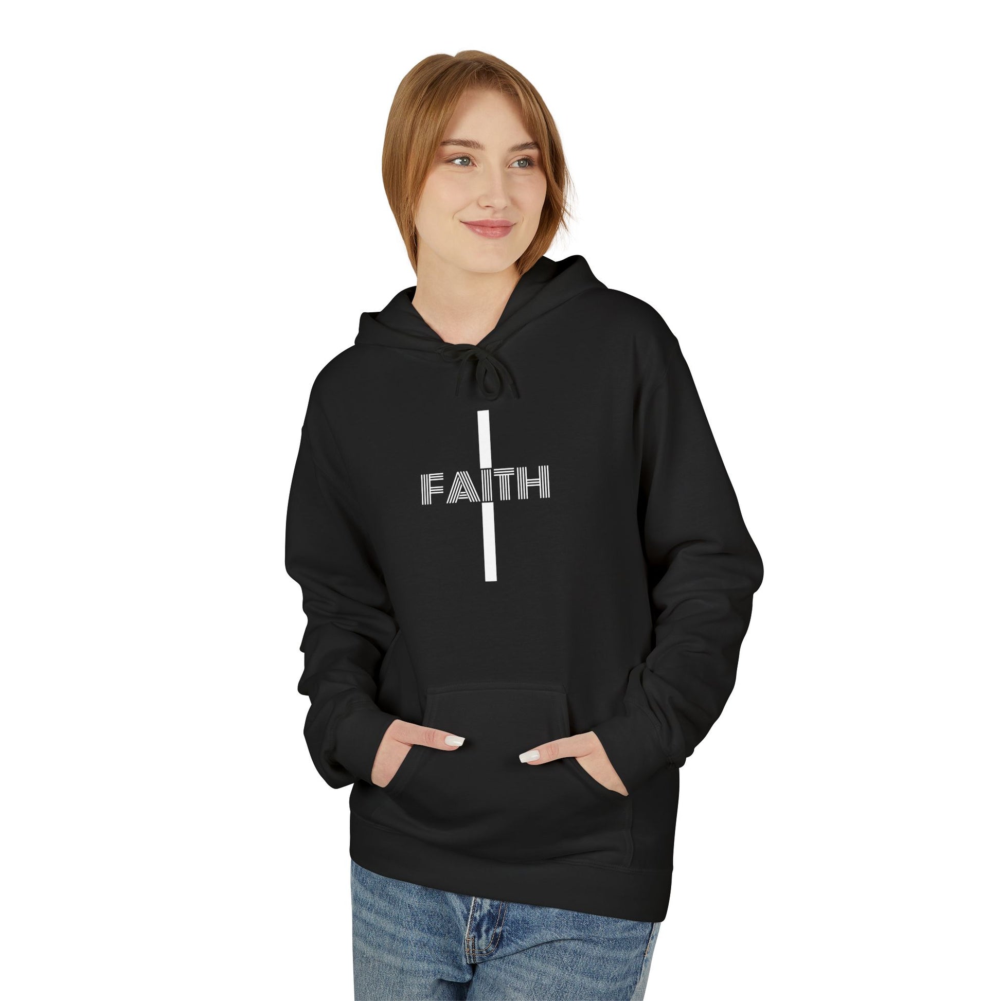 Faith Unisex Midweight Fleece Hoodie, Cozy Casual Wear, Inspirational Gift, Faith-Driven Style, Perfect for Everyday & Holidays