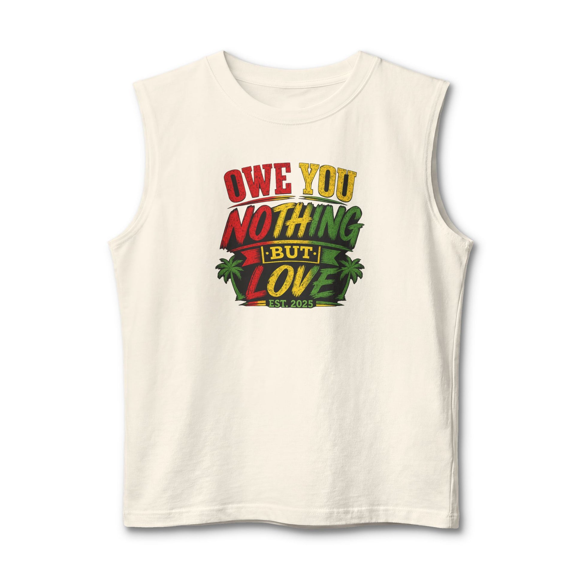 Nothing But Love Muscle Tank — Rasta Palm Graphic Sleeveless Tee
