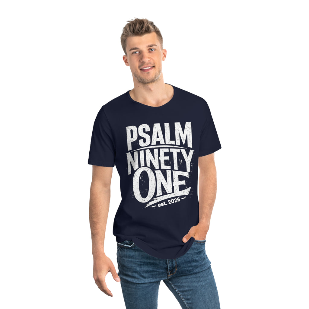 Psalm 91 Men's Curved Hem Tee — Stylish Graphic Streetwear Gift