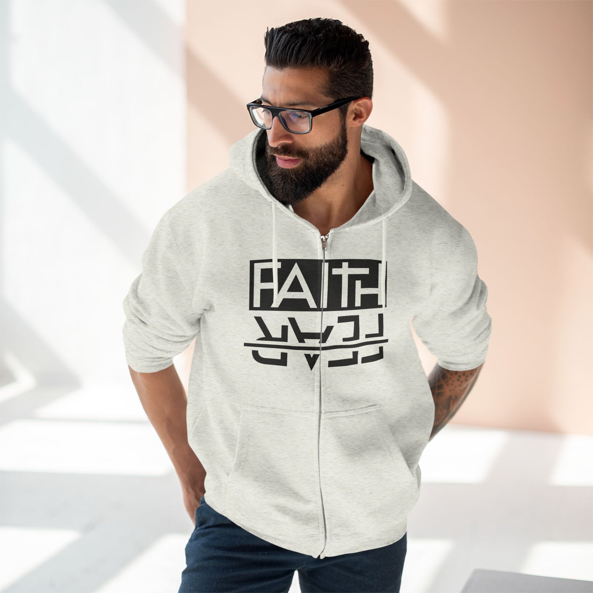 Faith Over Fear, Zip Hoodie, Unisex Hoodie, Cozy Oversized Hoodie, Inspirational Apparel, Versatile Layering Piece, Gift for Motivators, Goat God T-shirt