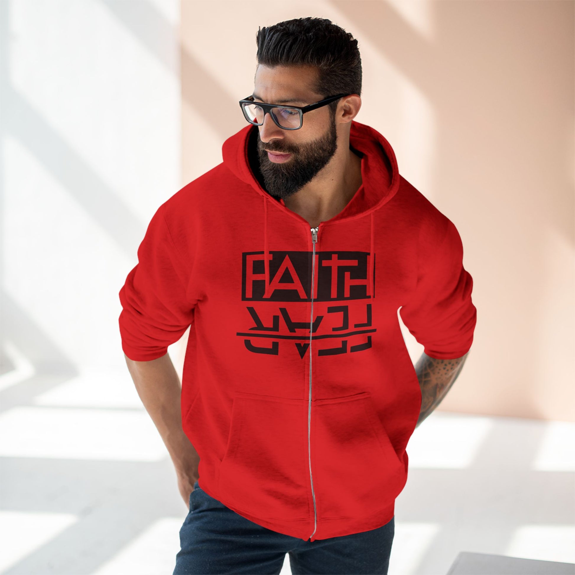 Faith Over Fear, Zip Hoodie, Unisex Hoodie, Cozy Oversized Hoodie, Inspirational Apparel, Versatile Layering Piece, Gift for Motivators, Goat God T-shirt