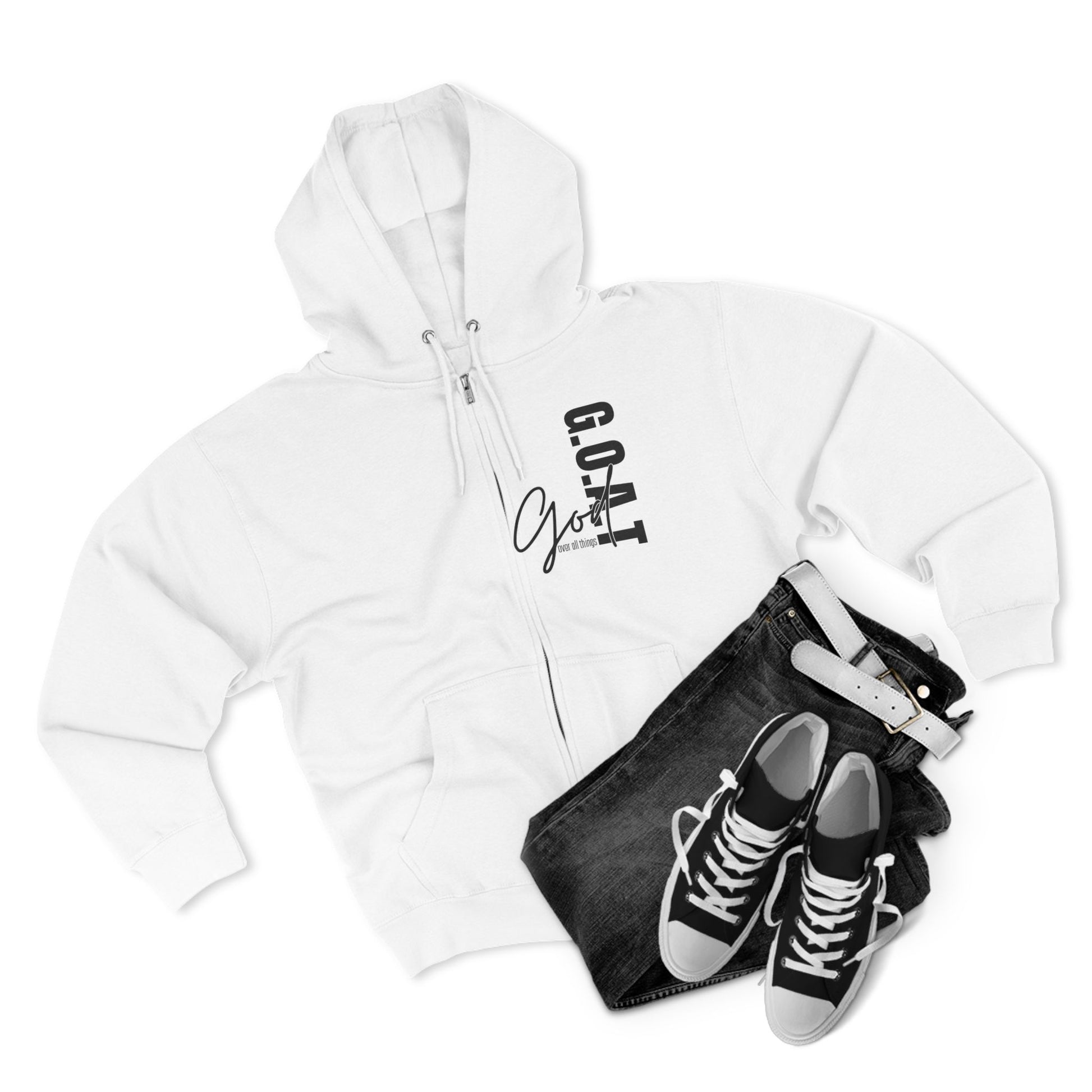 Zip Hoodie, Unisex Hoodie, Cozy Oversized Hoodie, Inspirational Apparel, Versatile Layering Piece, Gift for Motivators, Goat God T-shirt