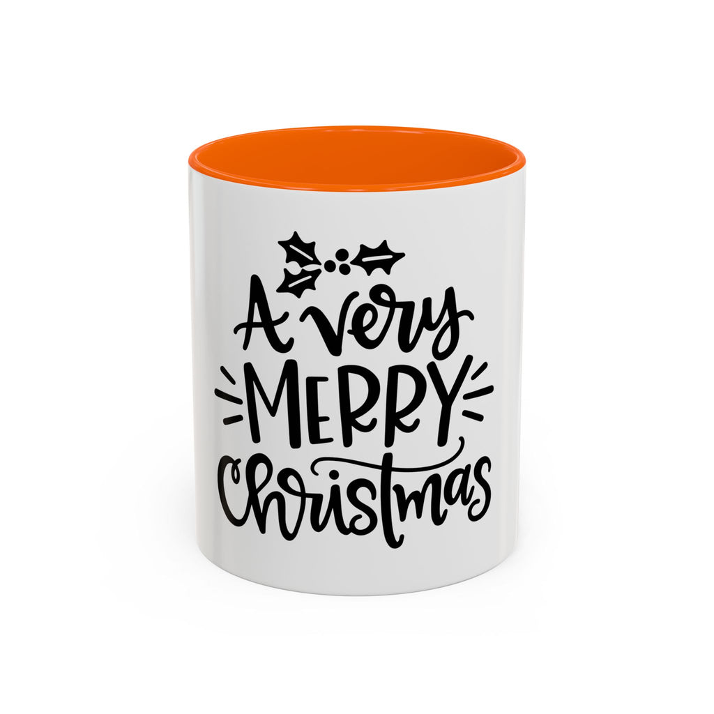 Very Merry Christmas Coffee Mug, Color Accent Mug (11oz and 15 oz)
