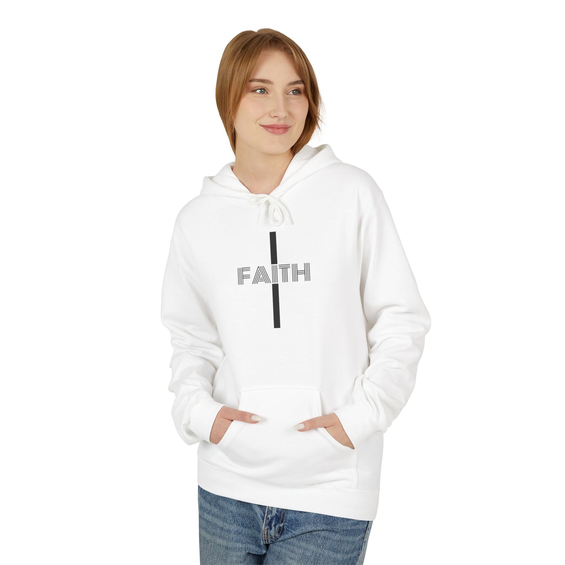 Faith Unisex Midweight Fleece Hoodie, Cozy Casual Wear, Inspirational Gift, Faith-Driven Style, Perfect for Everyday & Holidays